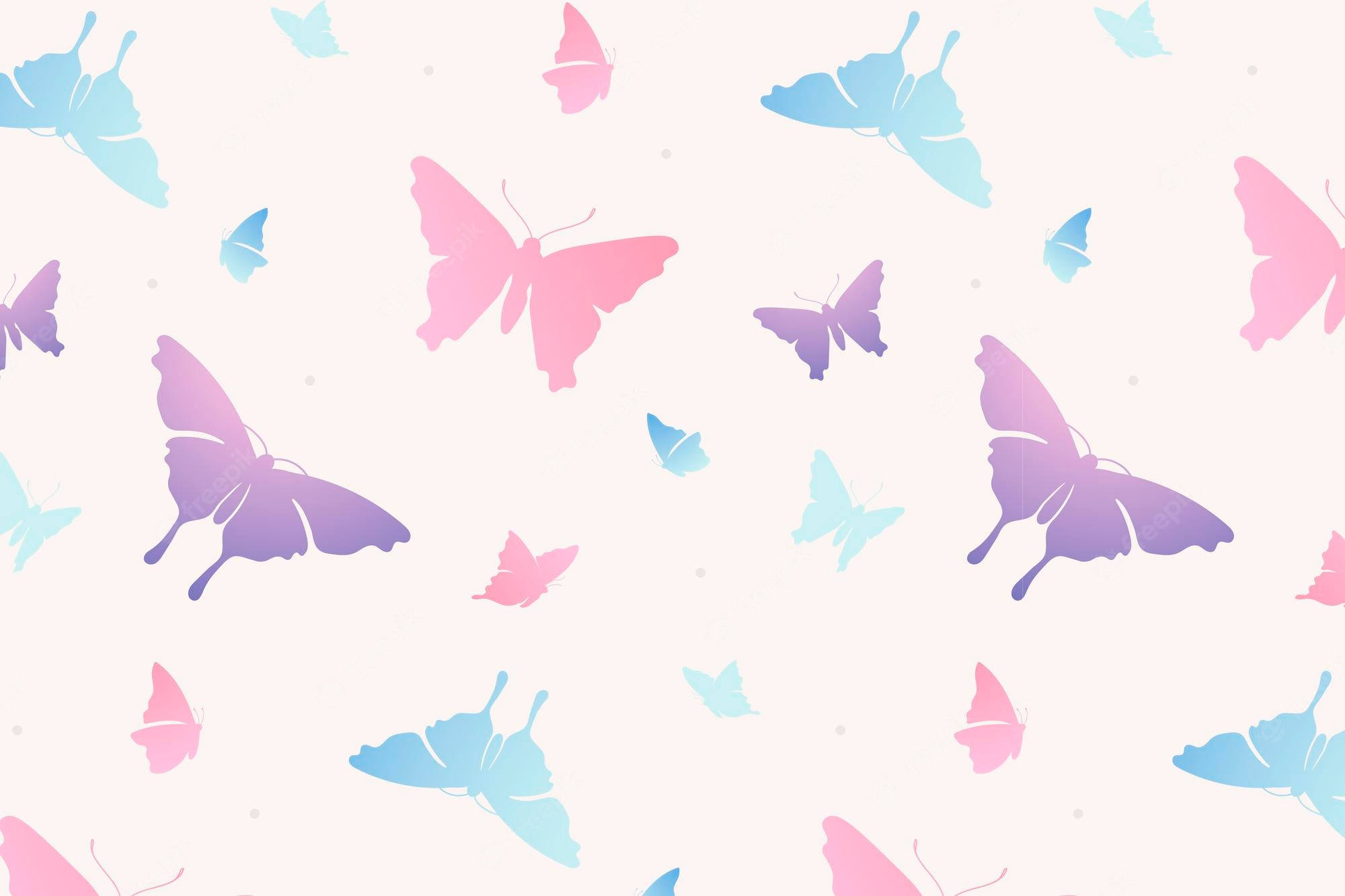 Napakagandang Pastel na Paru-paro sa Pattern Wallpaper