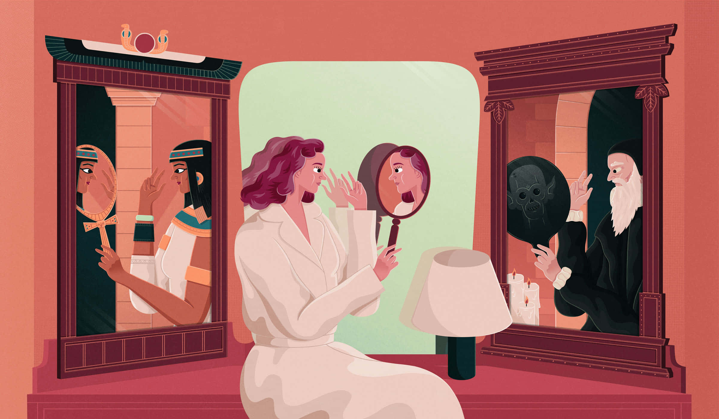 Narcissism na Nahayag: Mga Taong Humahanga sa Kanilang Sarili sa Salamin Wallpaper