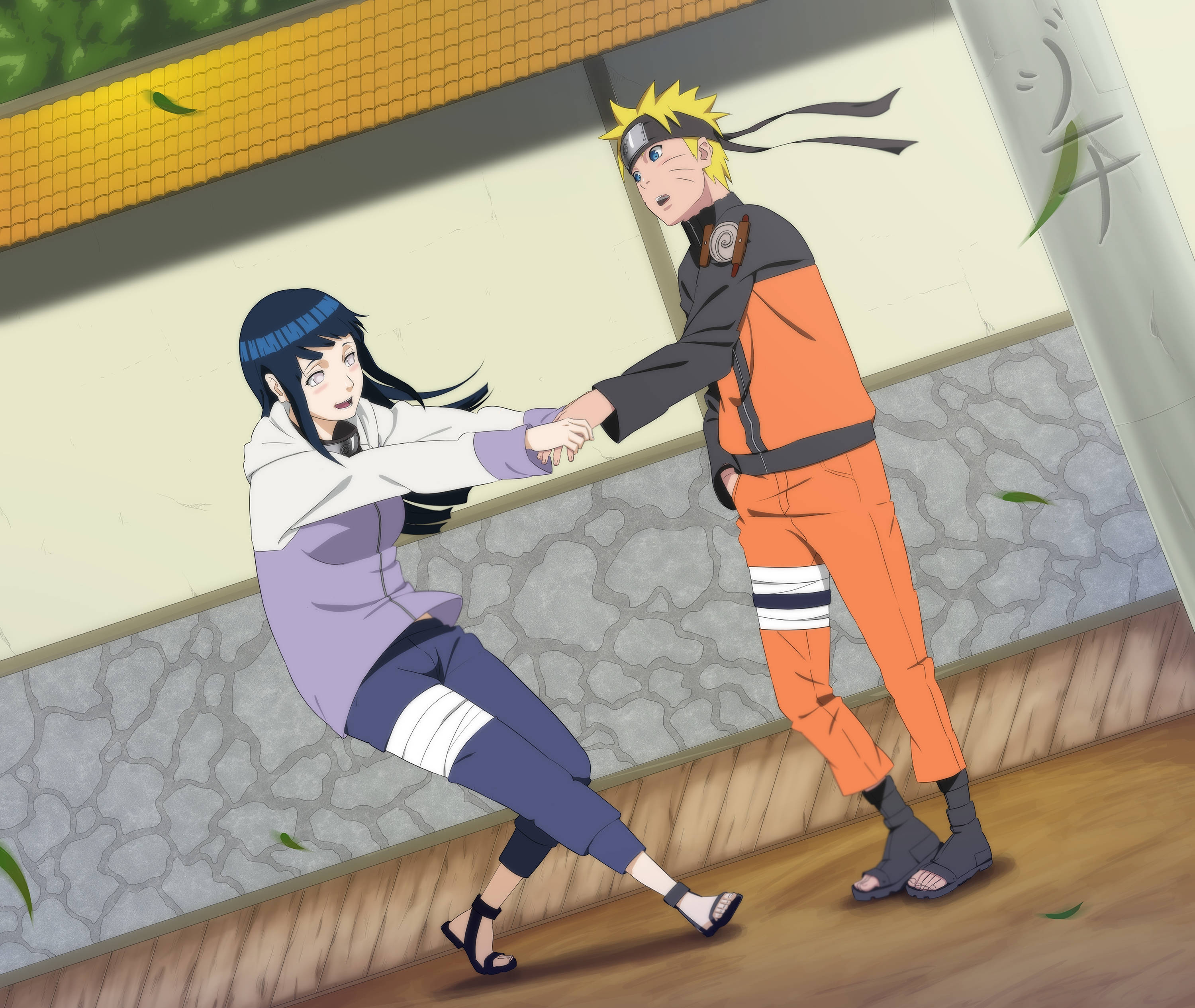 Naruto at Hinata sa Labas Wallpaper