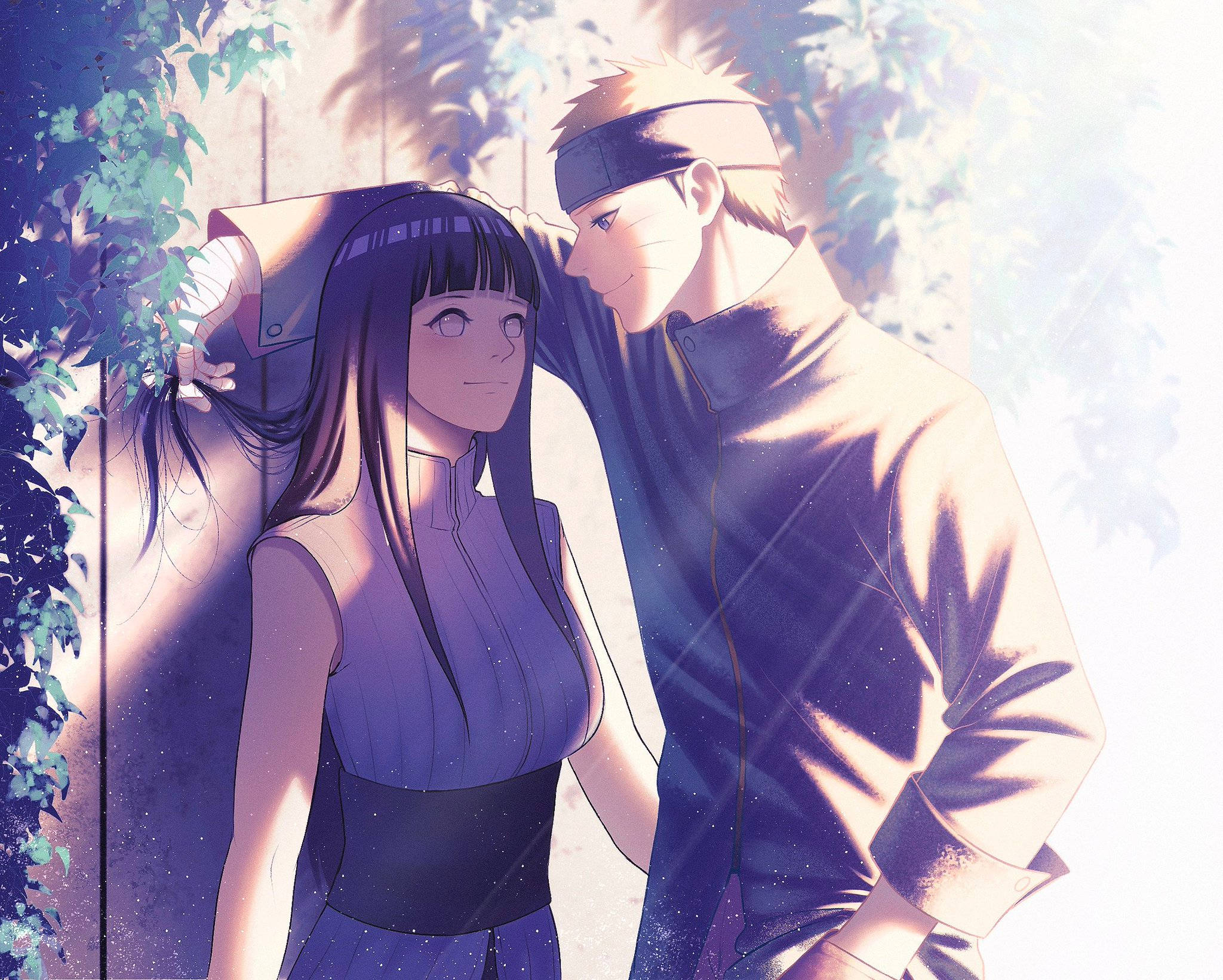 Naruto at Hinata na Nakasandal Wallpaper