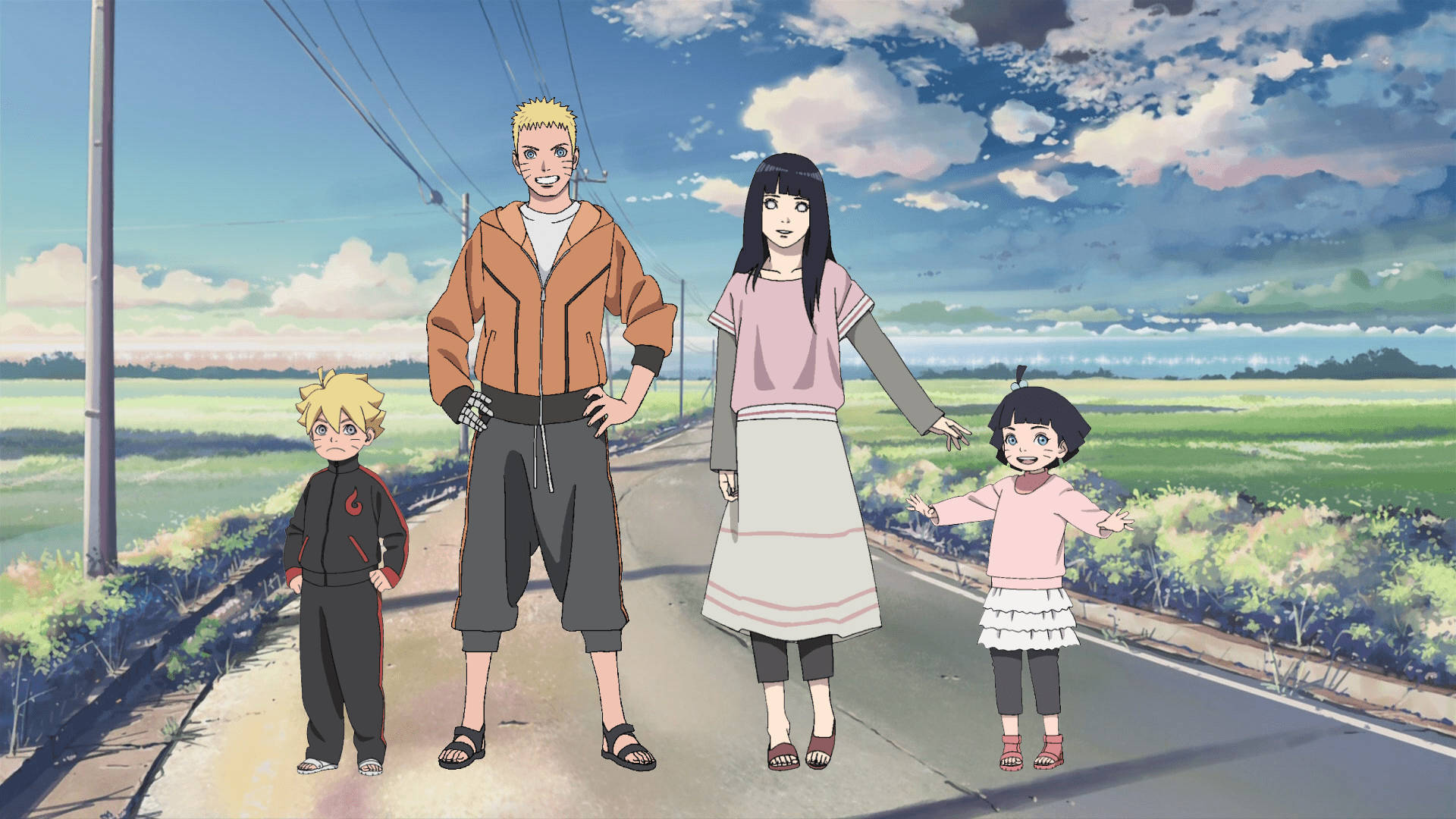 Naruto at Hinata Kasama ang Kanilang mga Anak Wallpaper