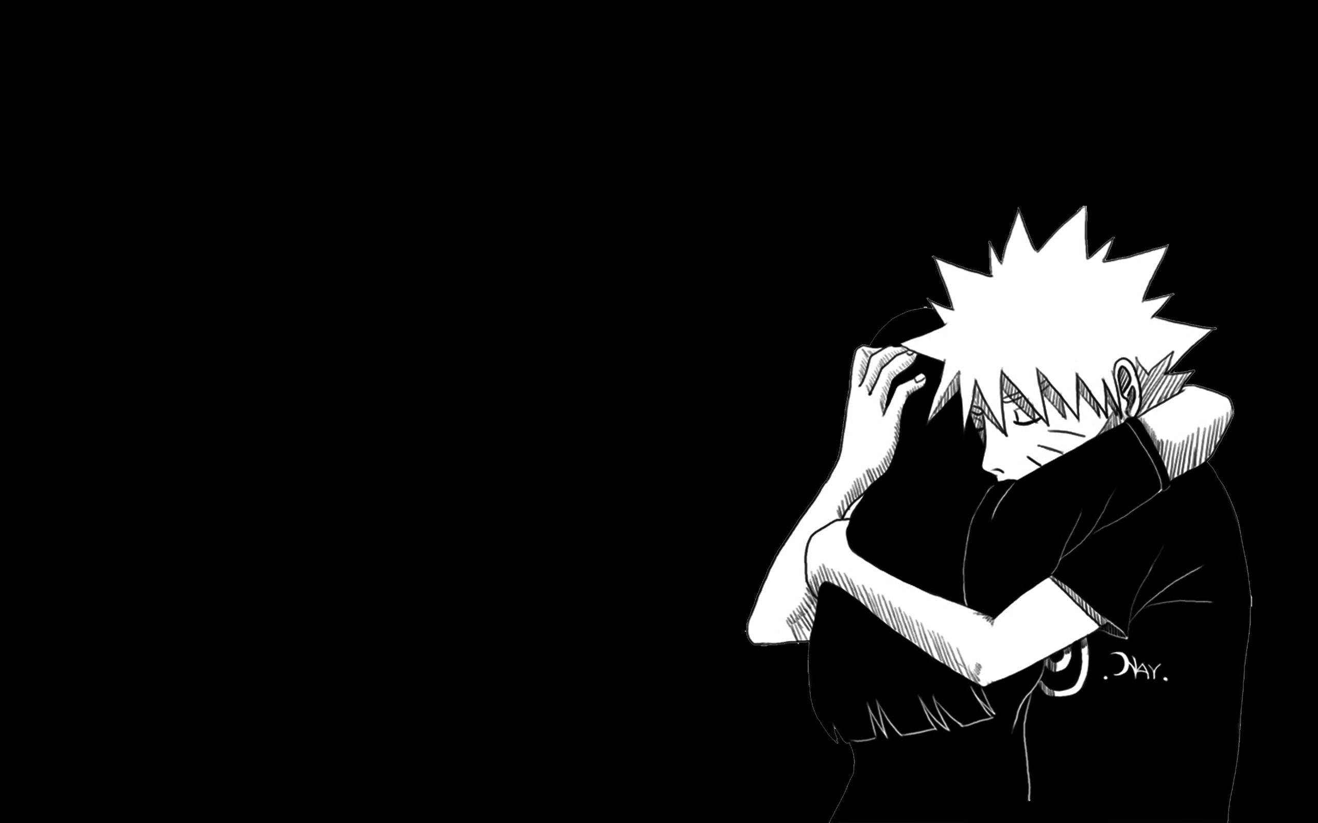 Naruto at Hinata Itim at Puti Wallpaper