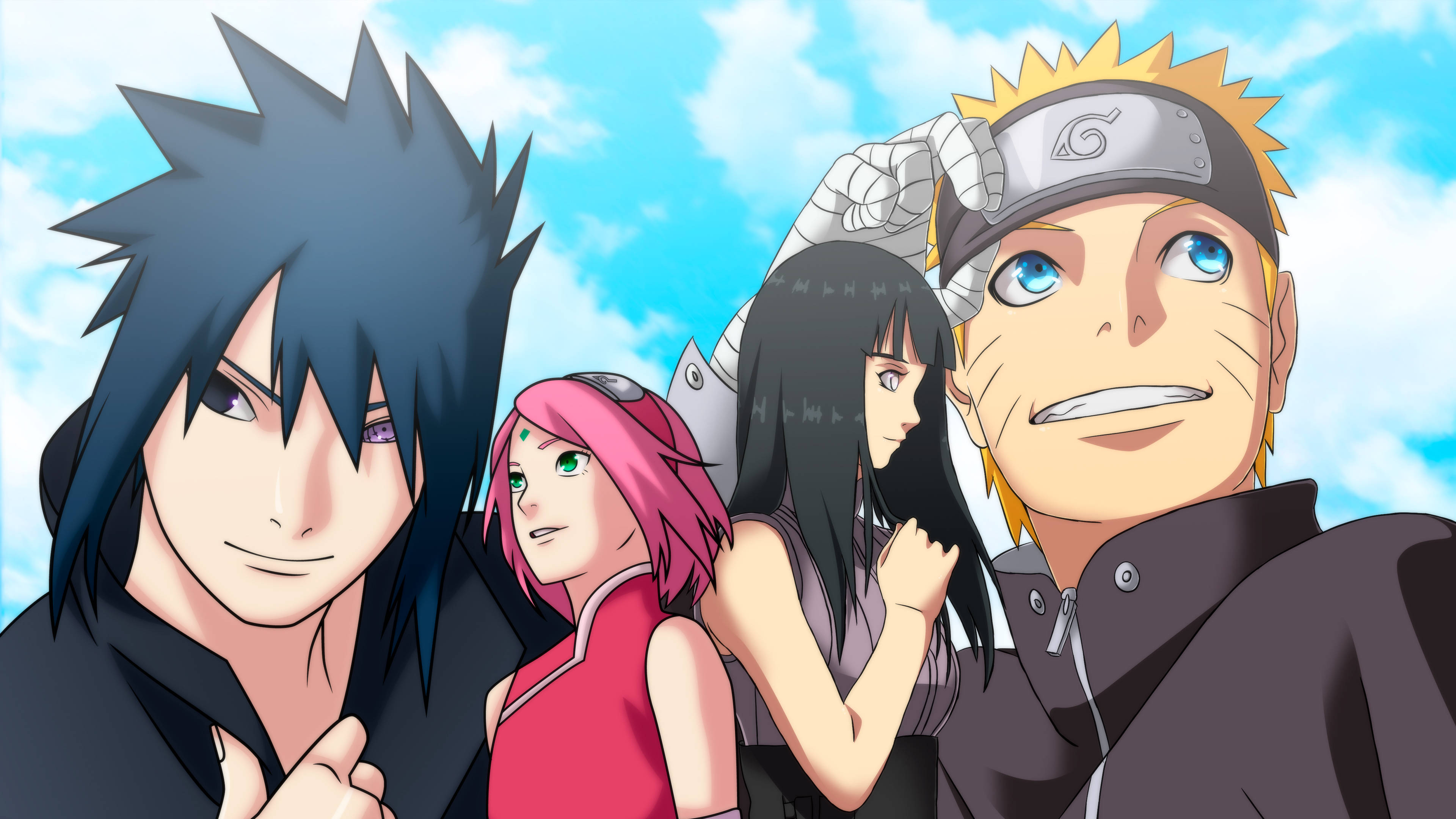 Naruto at Hinata kasama ang SasuSaku Wallpaper