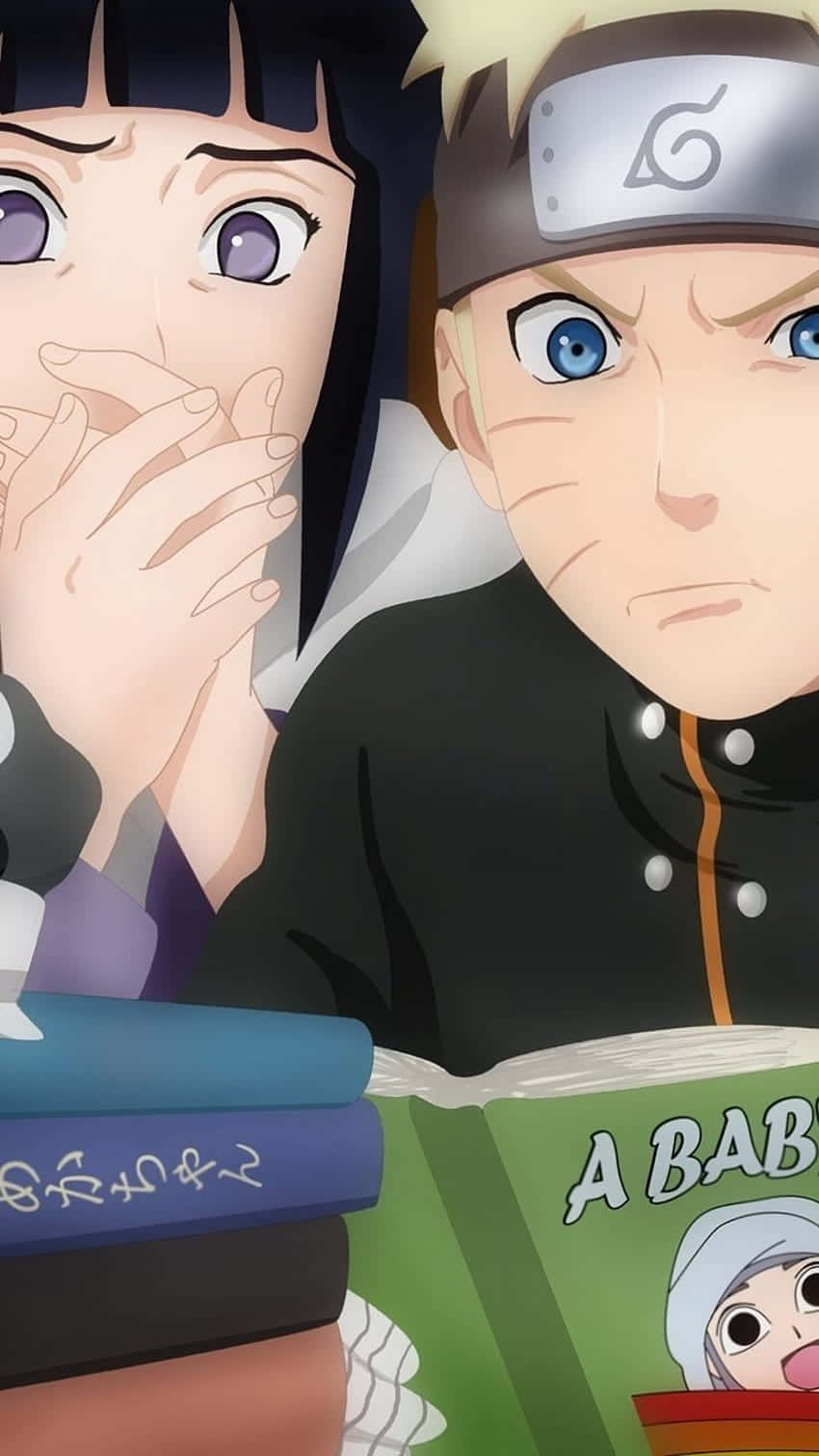 Naruto at Hinata na Nagbabasa ng Aklat Wallpaper