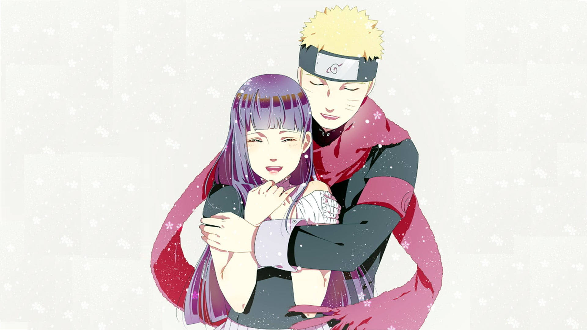 Naruto at Hinata na May Pulang Scarf Wallpaper