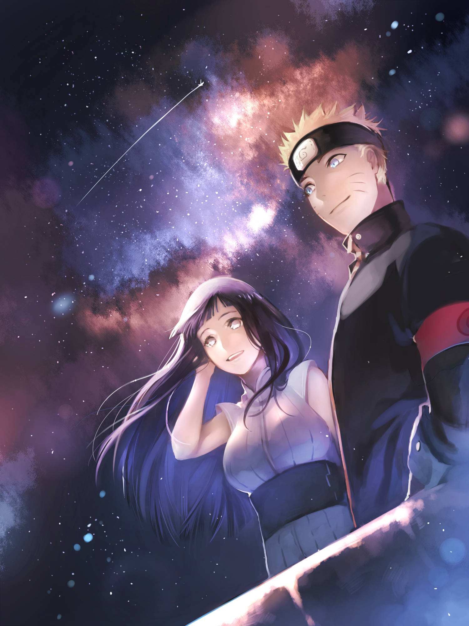 Naruto at Hinata Shooting Star Wallpaper