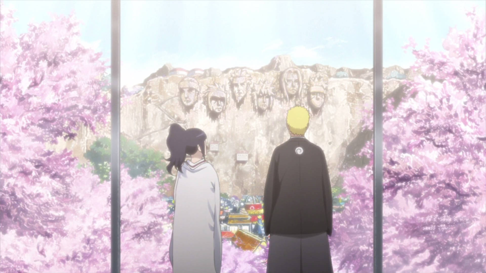 Naruto at Hinata sa Bato ng Hokage Wallpaper