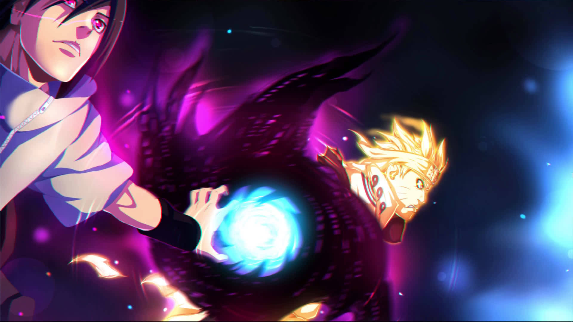 Naruto at Sasuke Amaterasu Rasen Shuriken Wallpaper