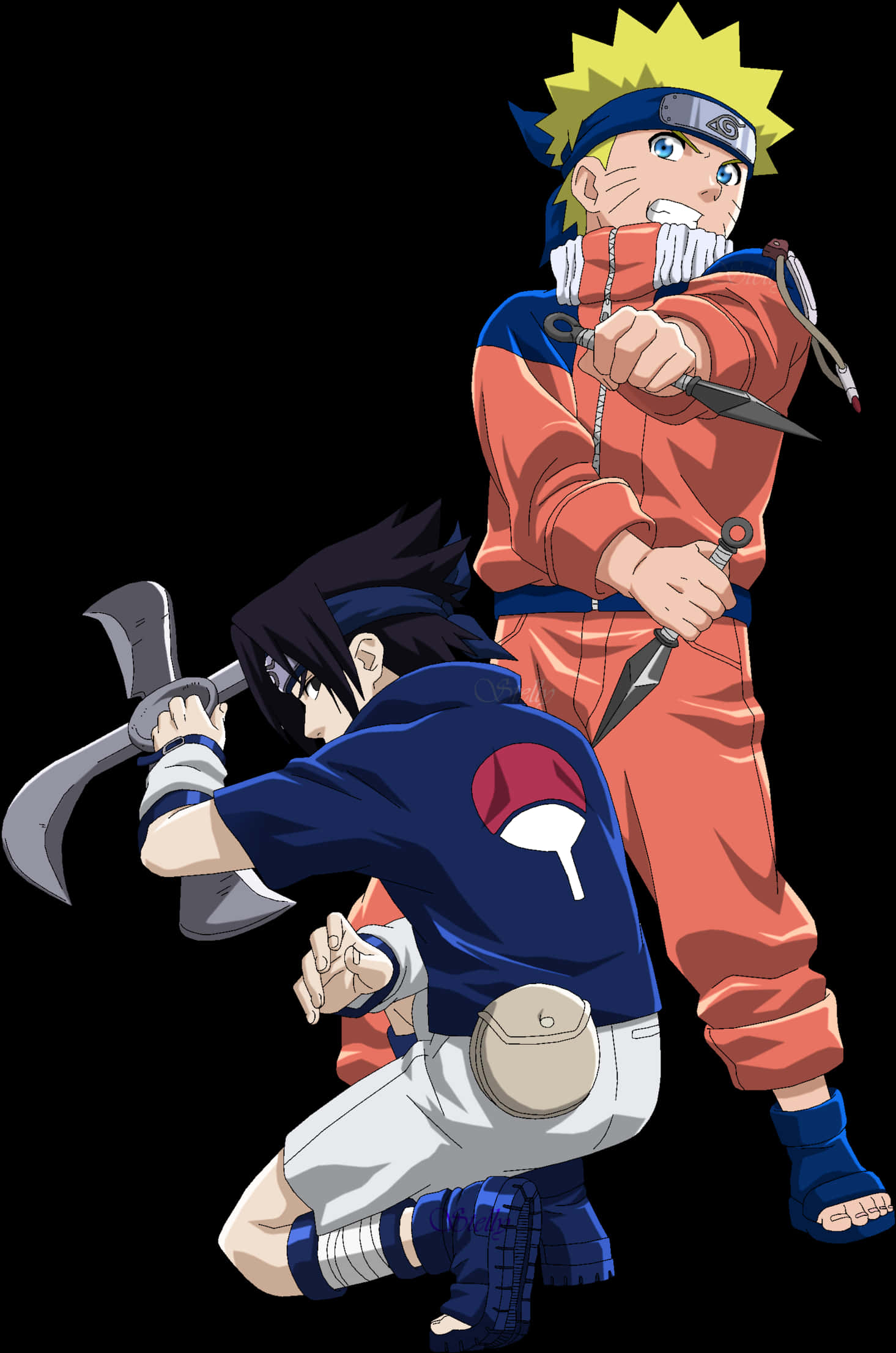 Naruto at Sasuke Handa na sa Labanan Wallpaper