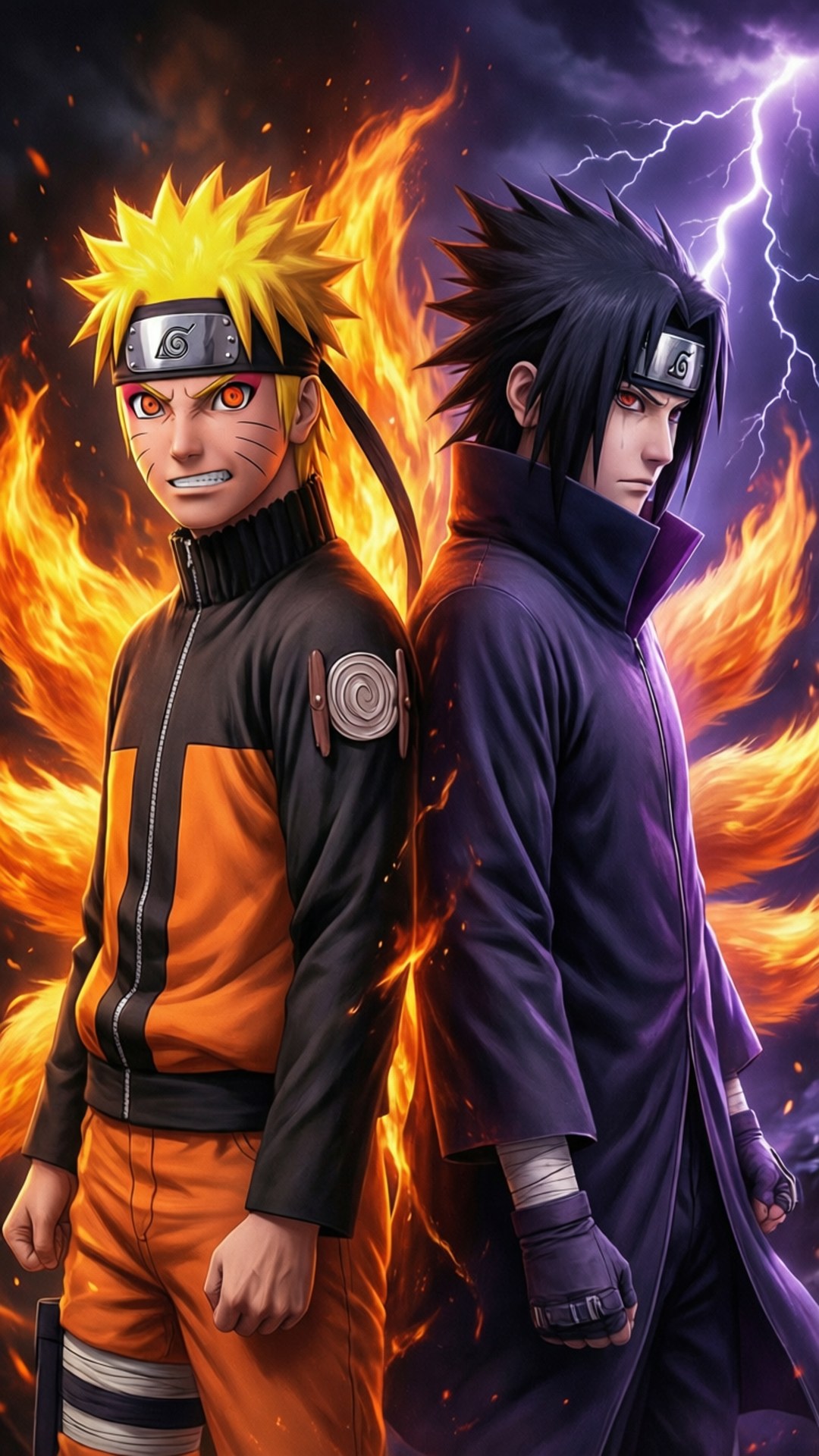 Naruto at Sasuke na Magkabalikat Wallpaper