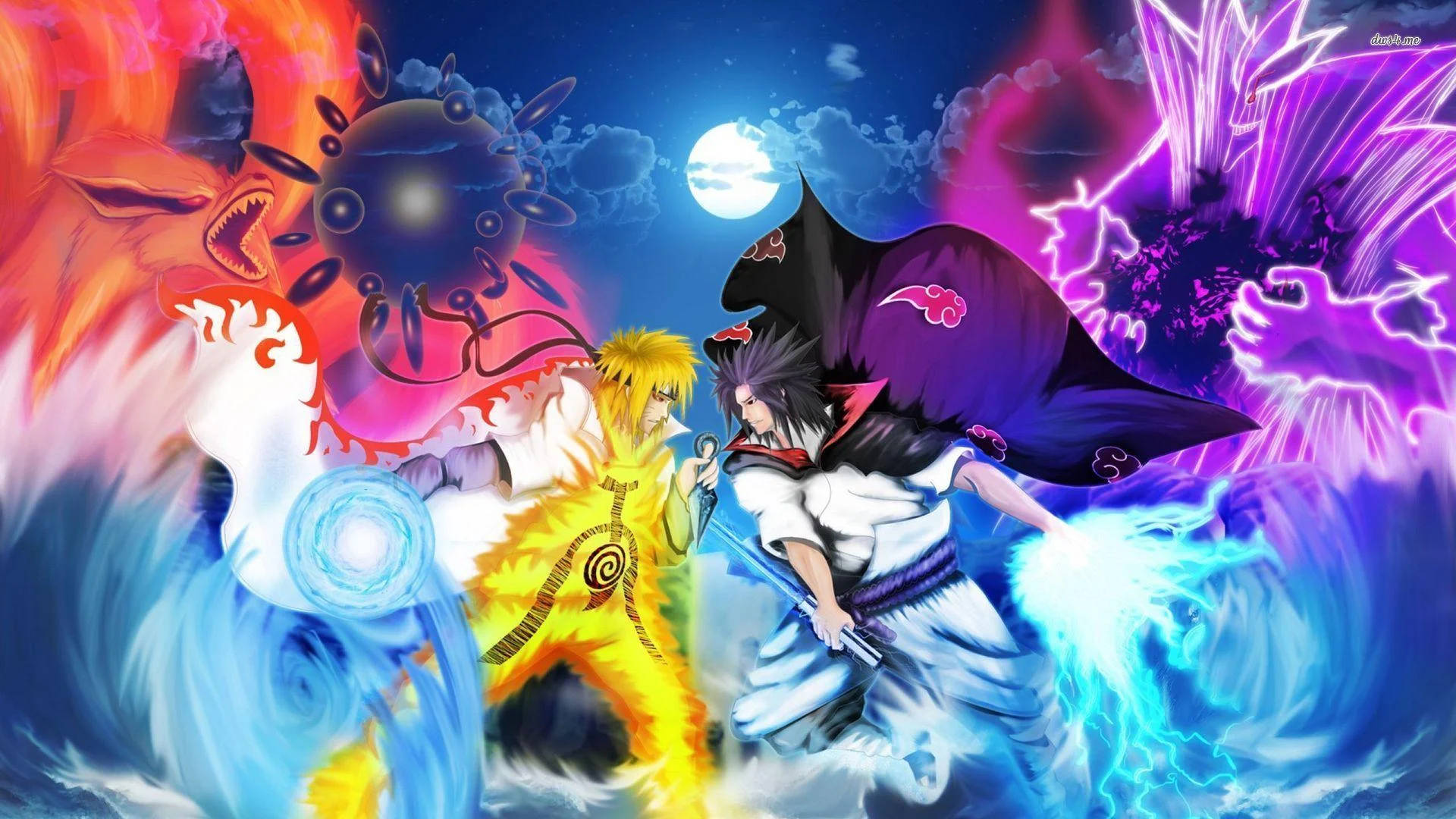 Naruto at Sasuke na Sobrang Lakas Wallpaper