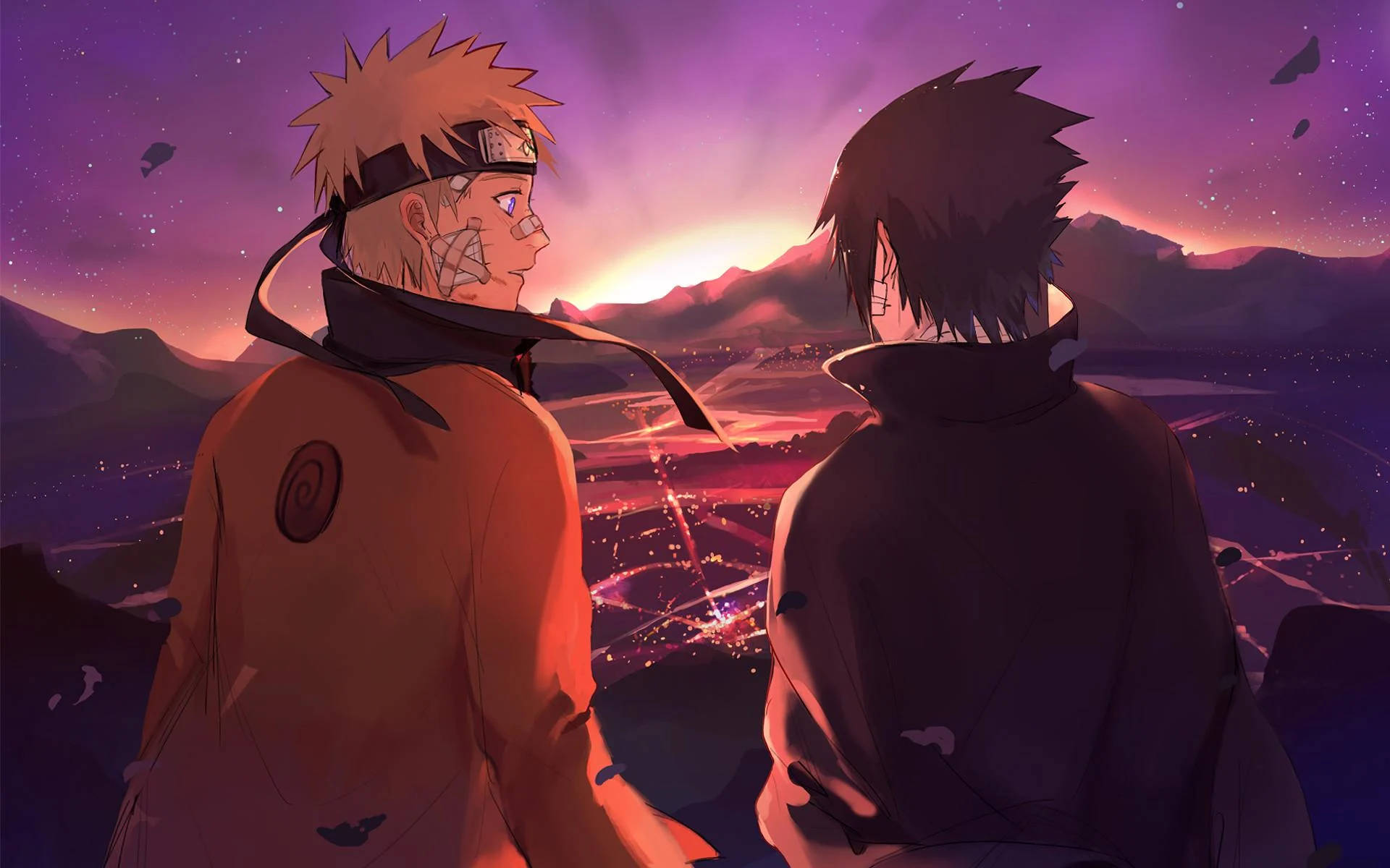 Naruto at Sasuke ng Nakatagong Dahon Wallpaper