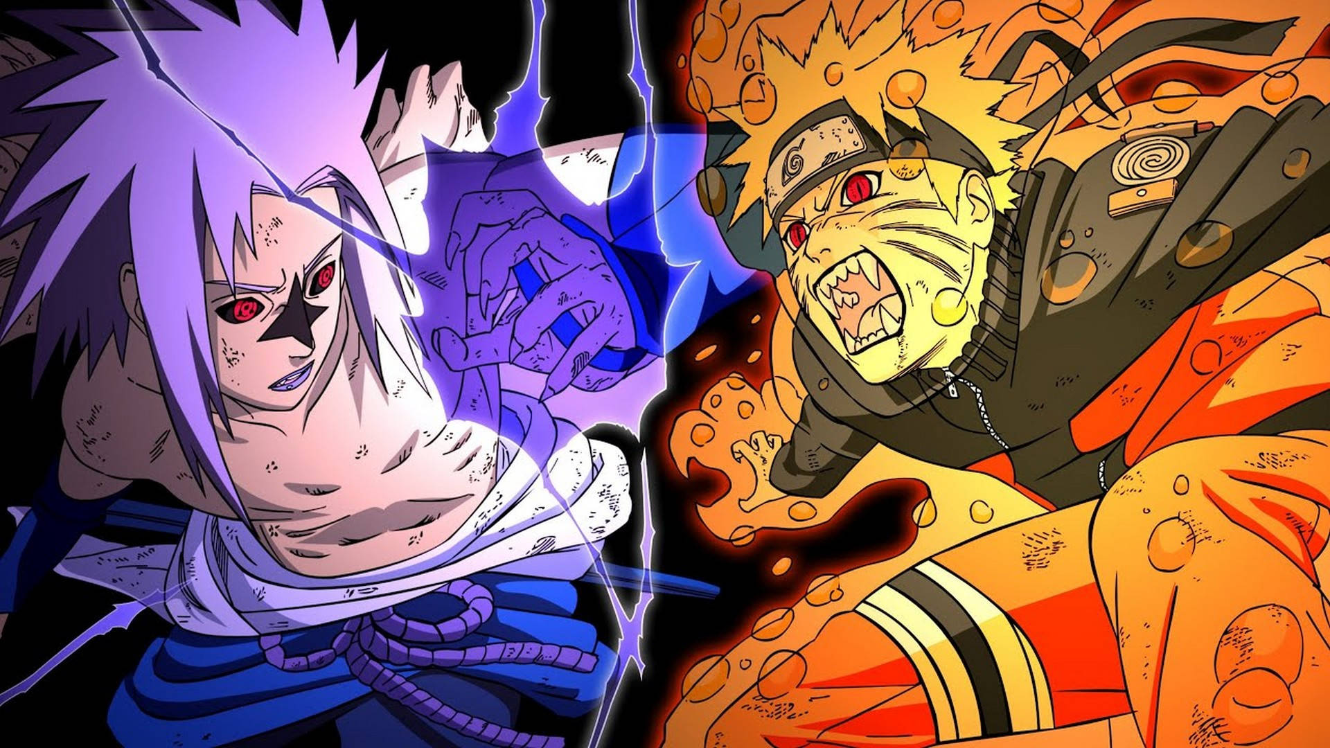 Naruto at Sasuke Naglalabanang Poster Wallpaper
