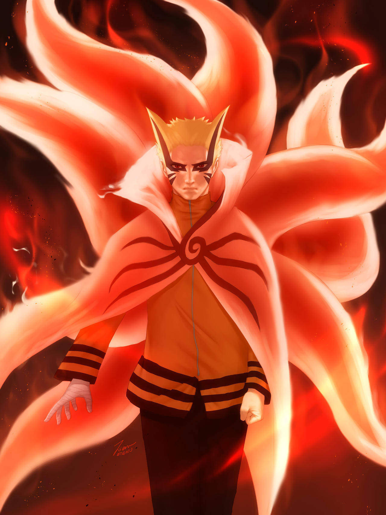 Naruto Baryon Mode Nagliliyab na mga Buntot Wallpaper