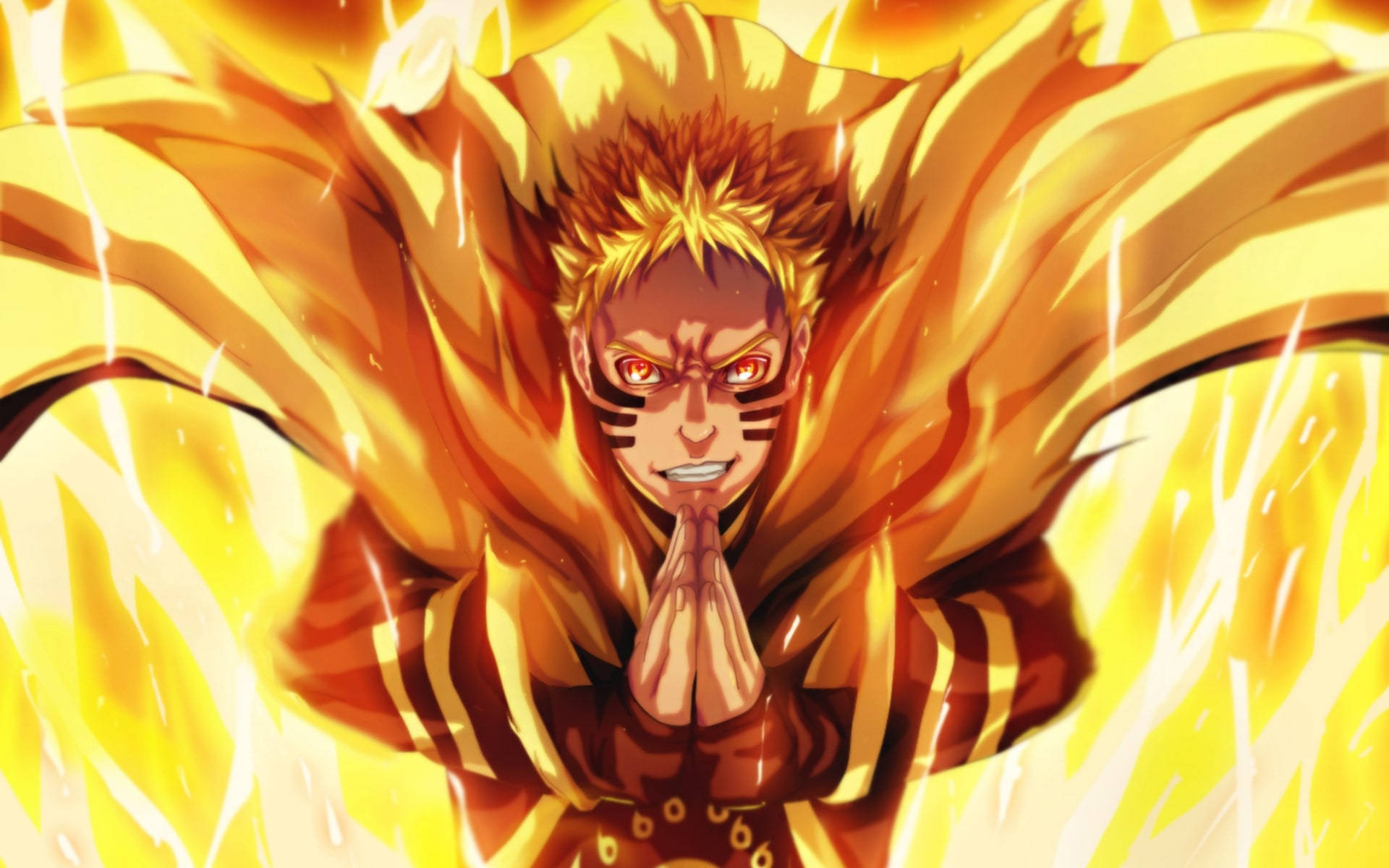 Naruto Baryon Mode Dilaw na Apoy Wallpaper