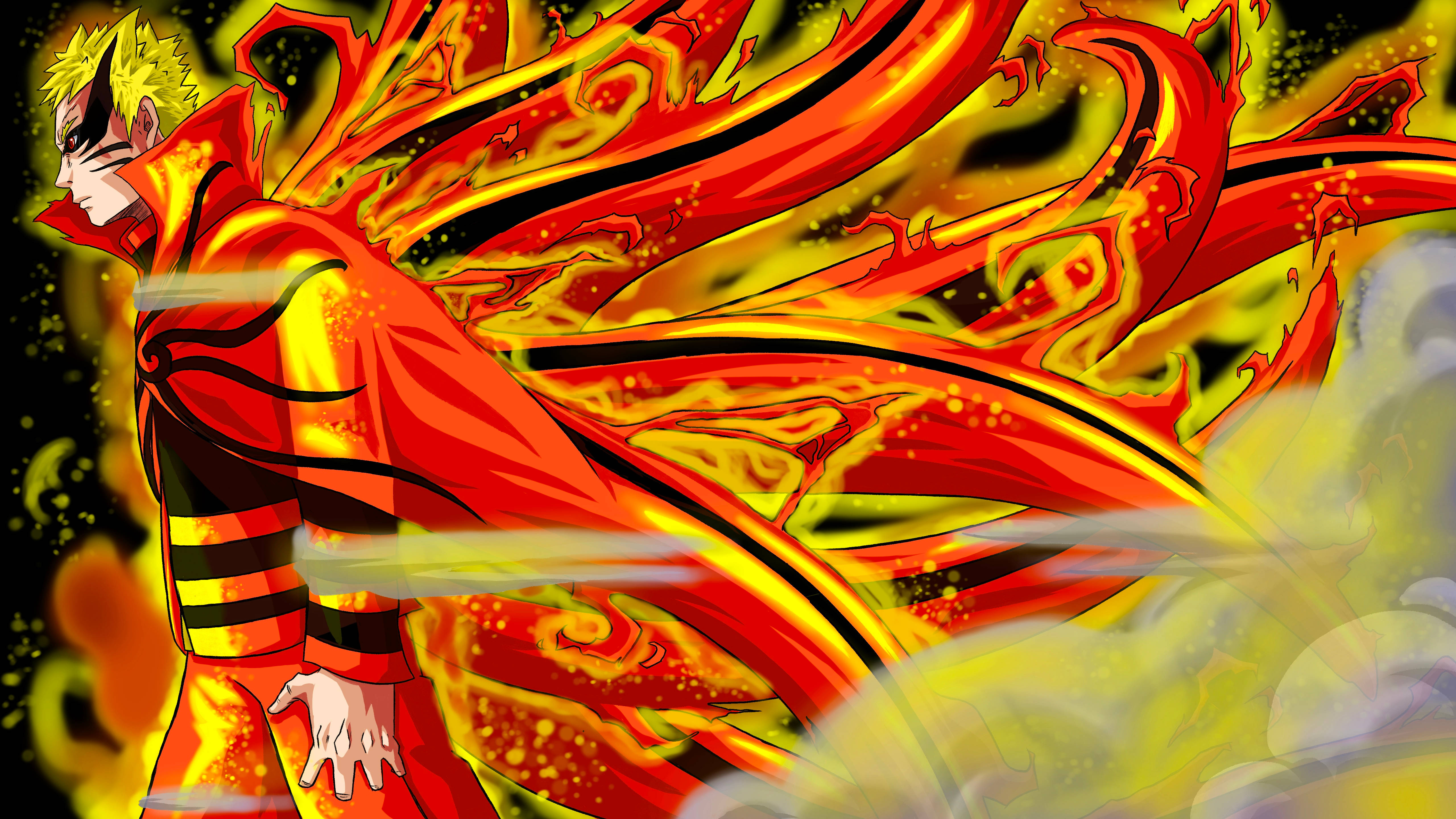 Naruto Baryon Mode Usok at Apoy Wallpaper