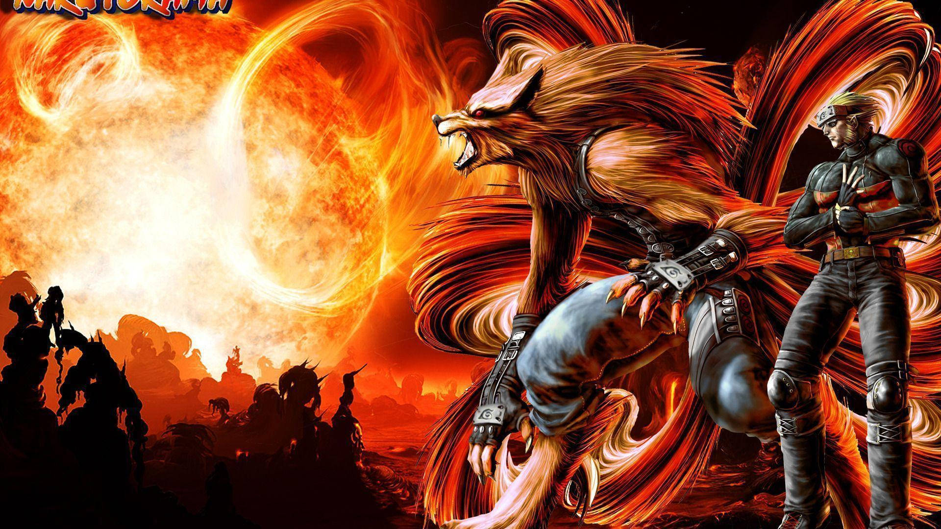 Naruto na Pinakawalan ang Kapangyarihan ng Nine-Tailed Fox Wallpaper