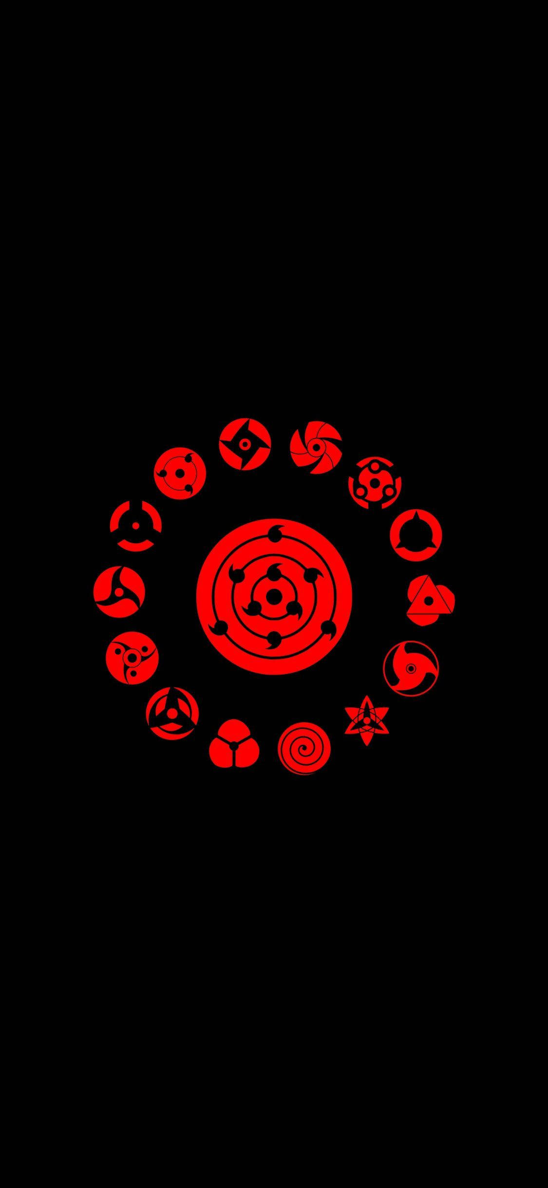 Naruto Sharingan Symbols iPhone Wallpaper