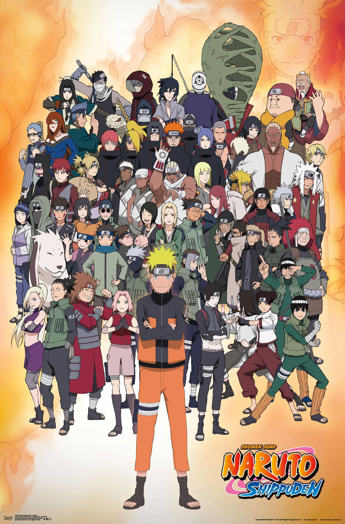Naruto Shippuden Lahat ng Tauhan Maapoy na Poster Wallpaper