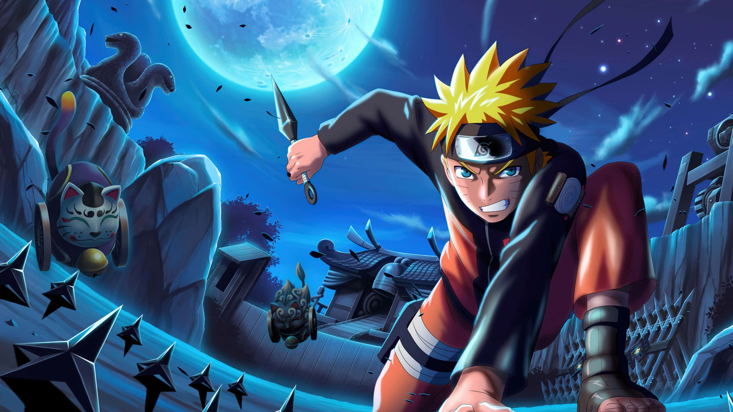 Naruto Uzumaki 4K Lumalaban sa Gabi Wallpaper
