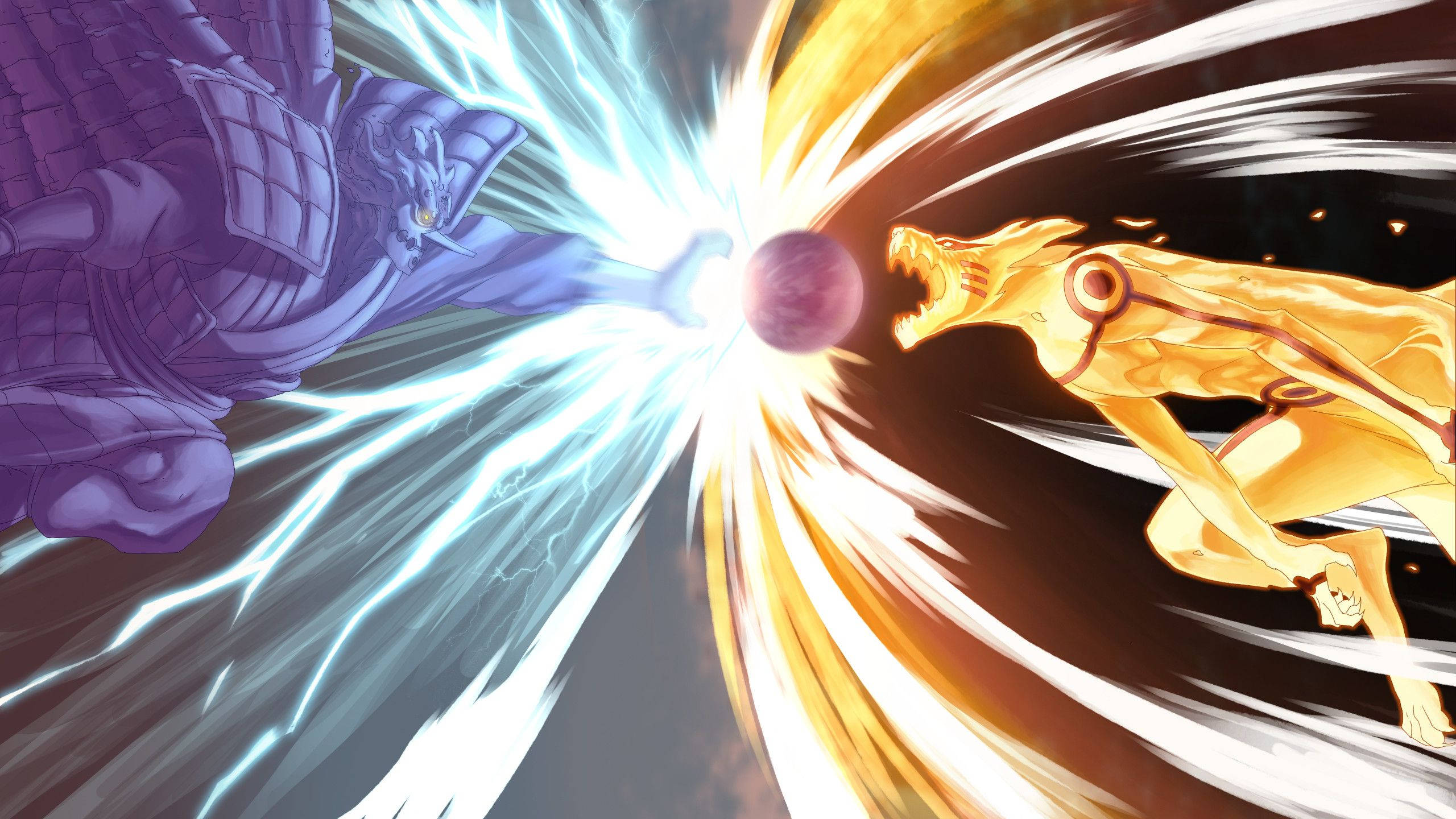 Naruto Uzumaki sa Kurama Mode Laban kay Sasuke Uchiha sa Susano Mode Wallpaper