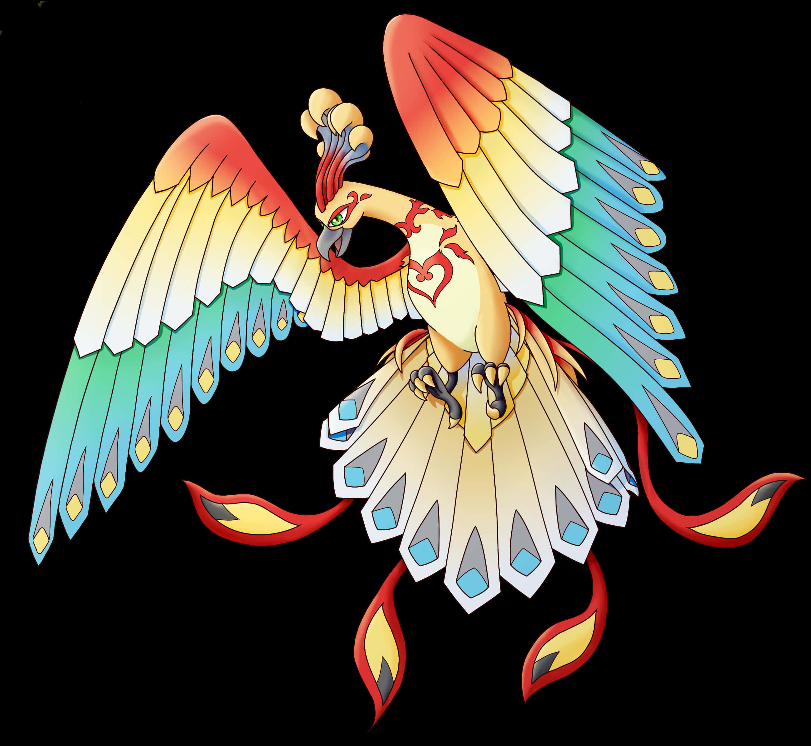 Natatanging Graphic ng Ho-Oh Wallpaper
