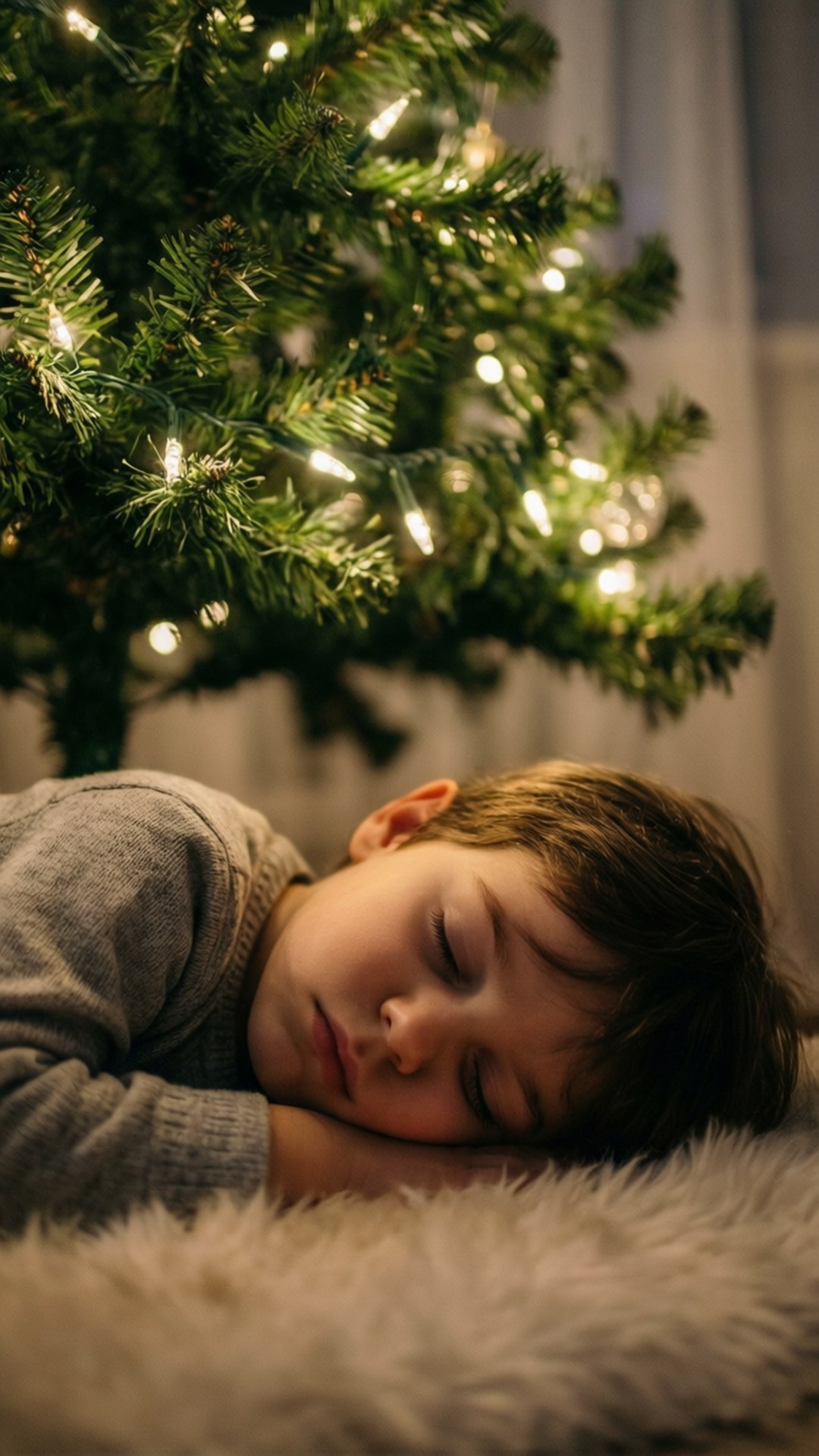 Natutulog na Bata sa Tabi ng Puno Wallpaper