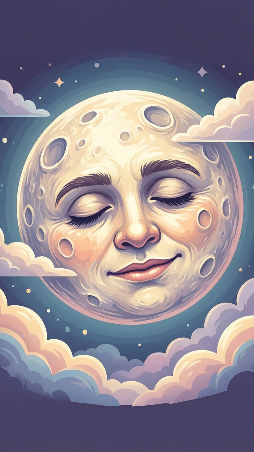 Natutulog na Mukha ng Buwan Wallpaper