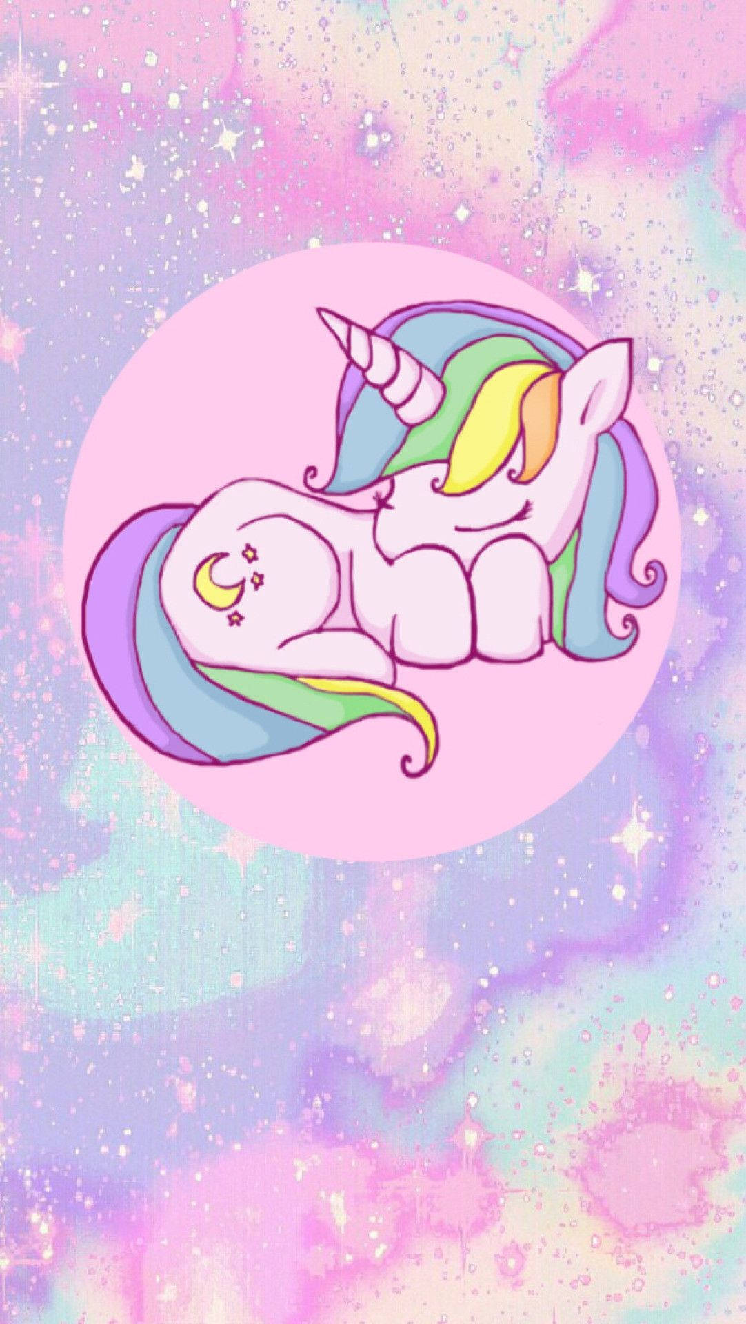 Natutulog na Unicorn at Kislap Wallpaper