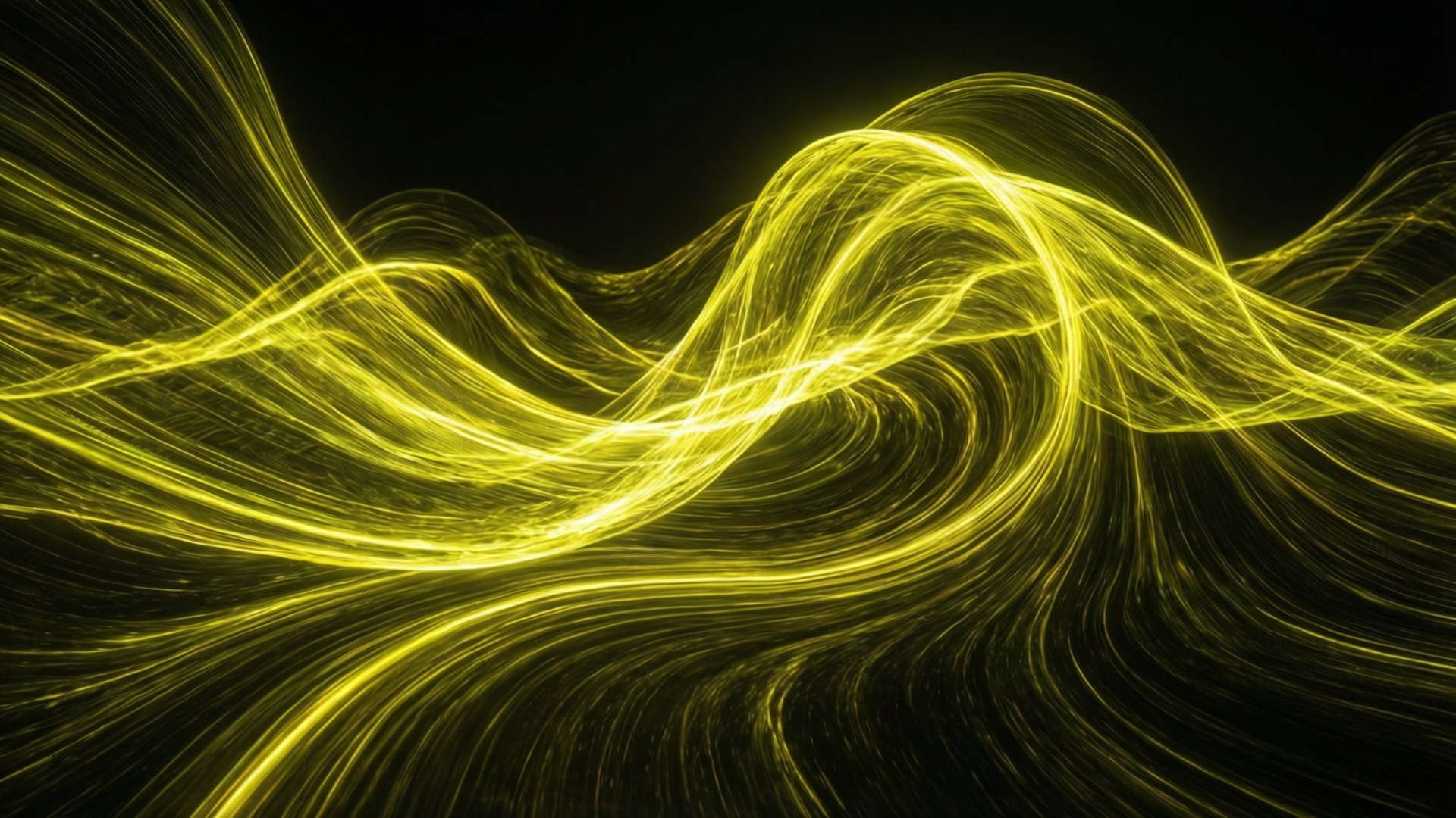 Neon Dilaw na Alon na Abstrak Wallpaper