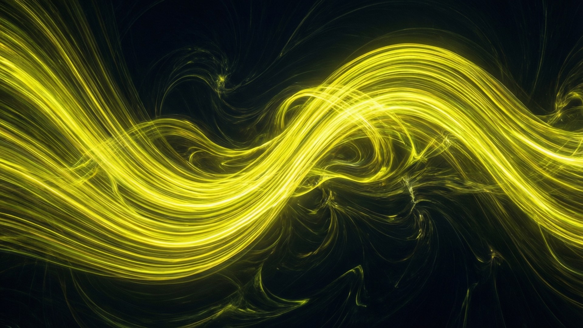 Neon Dilaw na Alon na Abstract Wallpaper