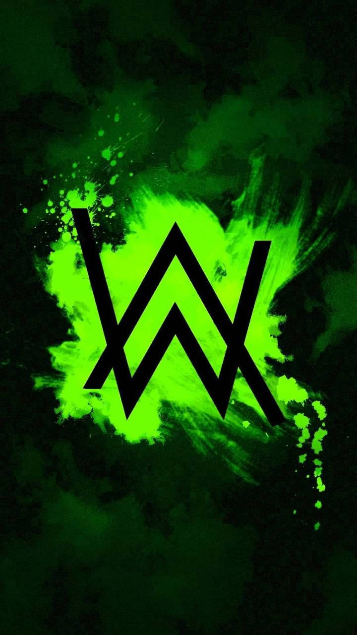 Neon Green at Black na Logo ni Alan Walker Wallpaper