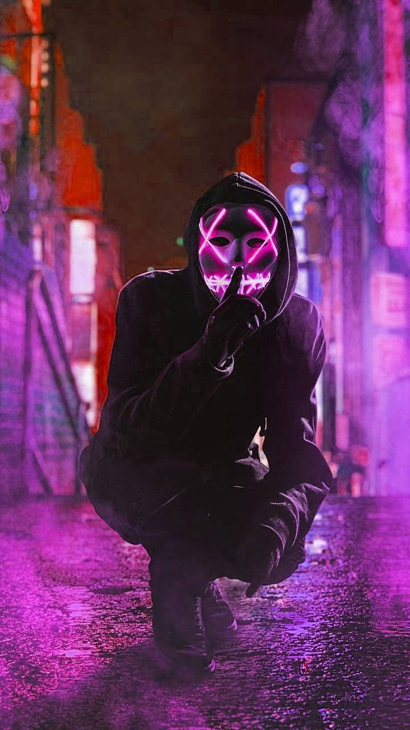 Neon Mask na Lalaki sa Phone Wallpaper