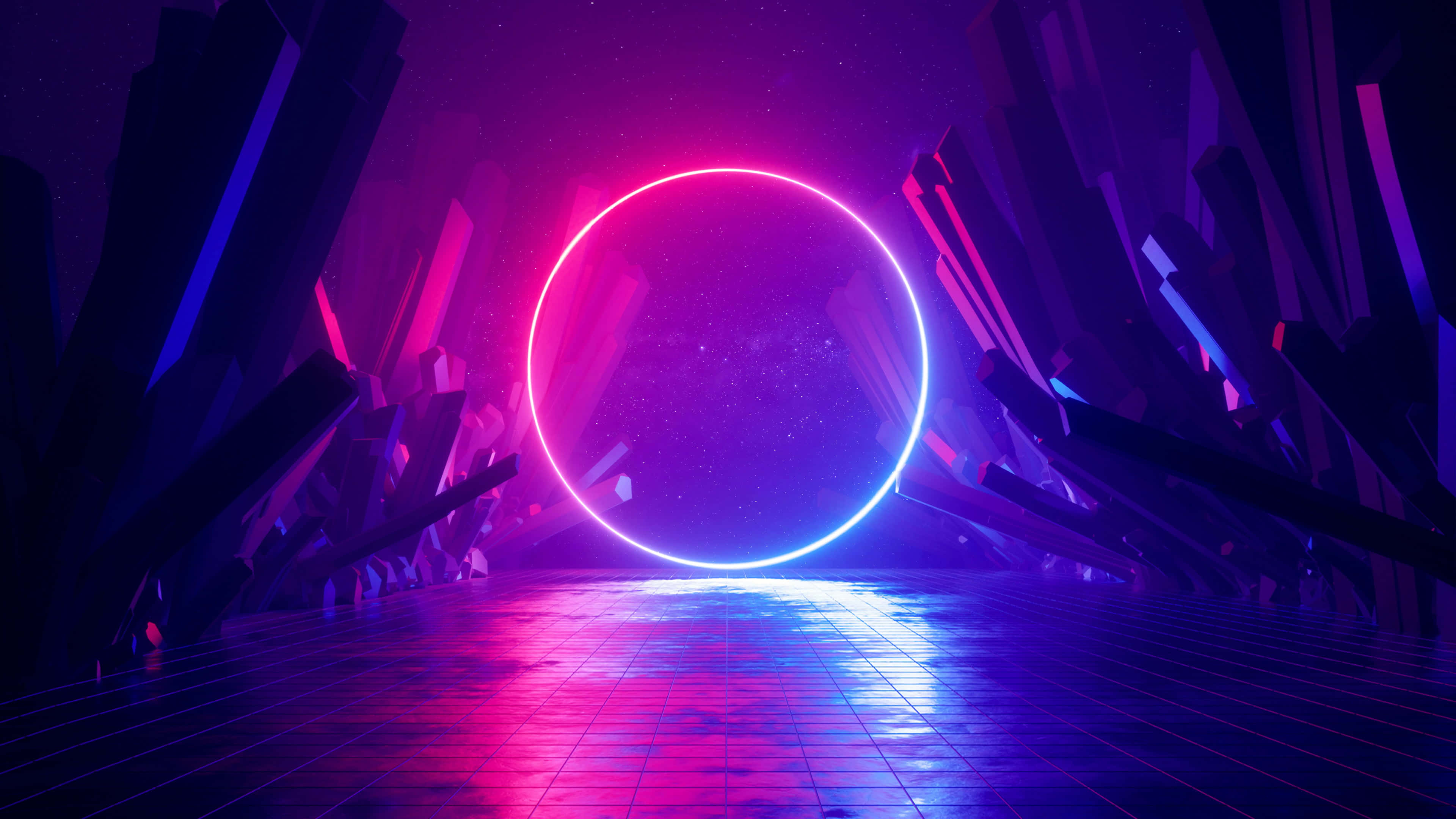 Neon na ilaw sa madilim na lagusan Wallpaper