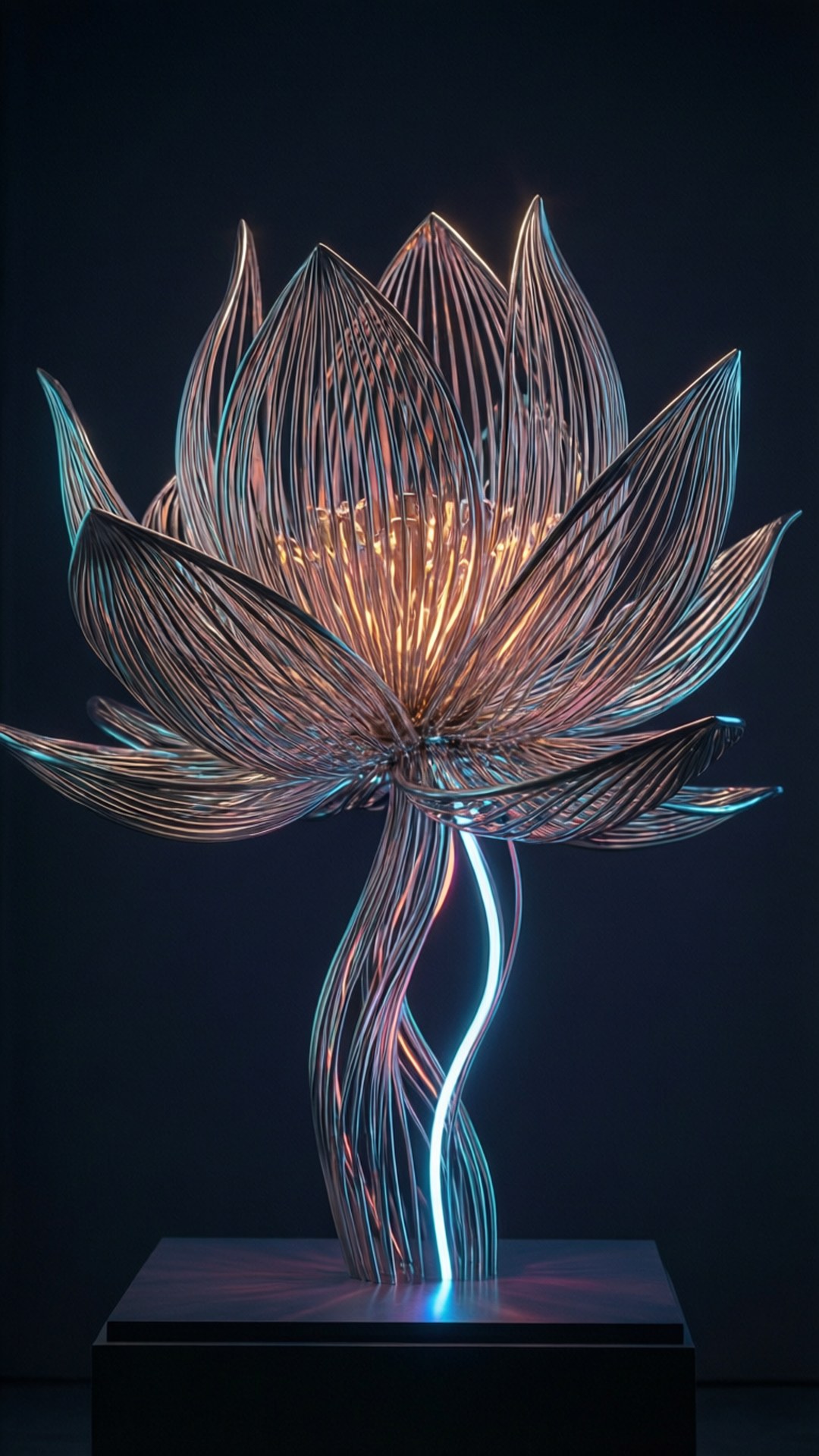 Neon na Iskulturang Lotus Wallpaper