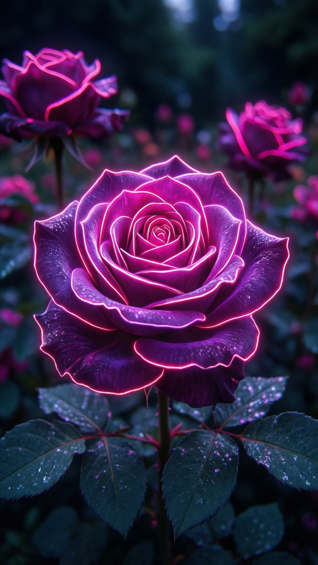 Neon na mga Rosas Wallpaper