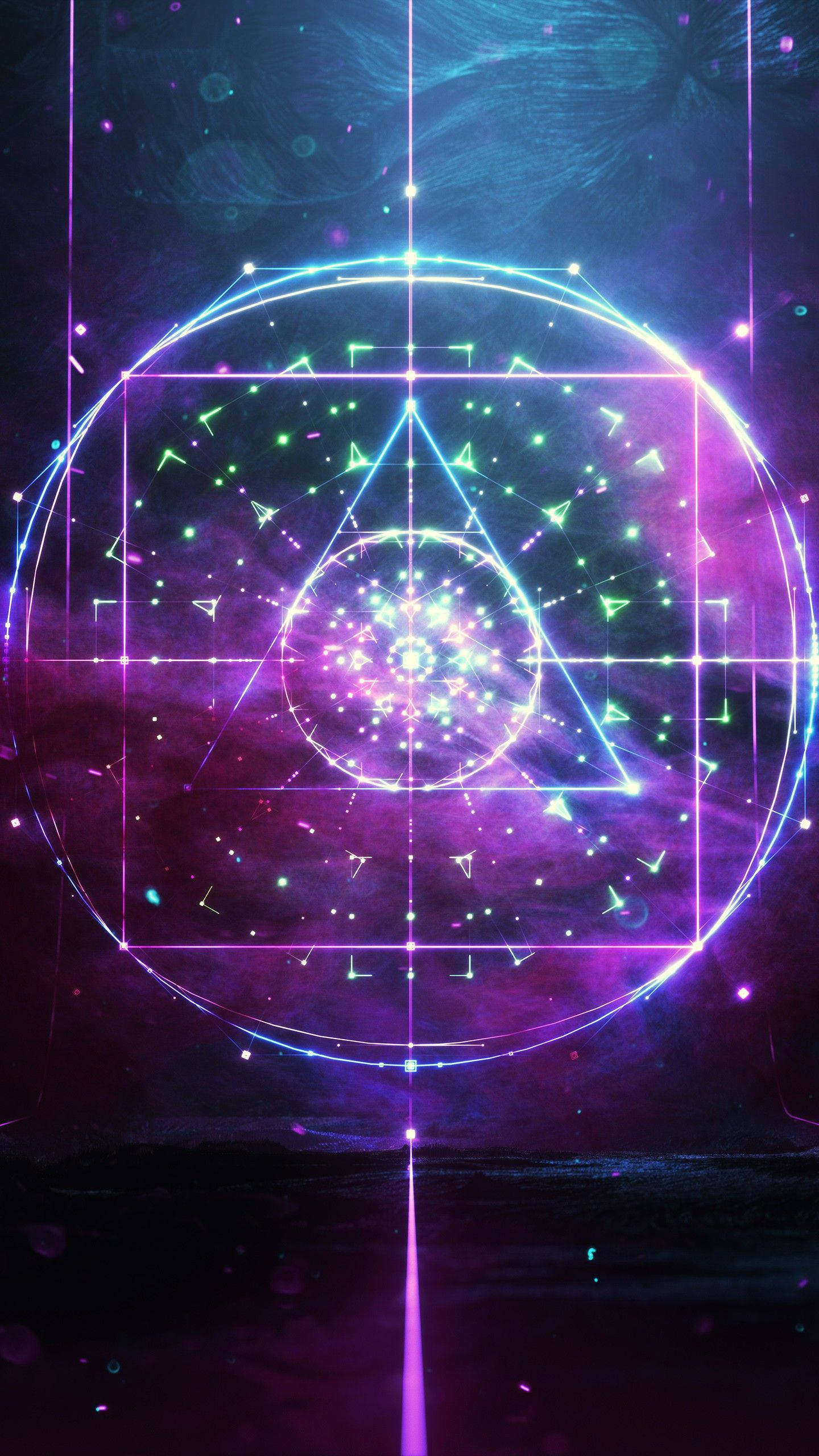 Neon na Sagradong Geometry na Espiritwal na Estetika Wallpaper