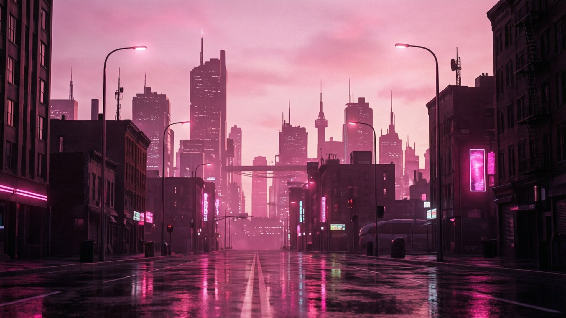 Neon Pink na Dusk ng Lungsod Wallpaper