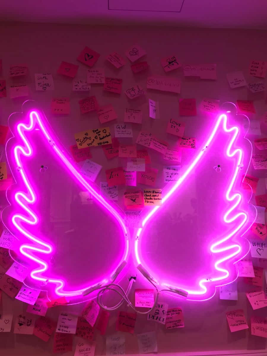 Neon Pink na Pakpak na Aesthetic na Larawan Wallpaper