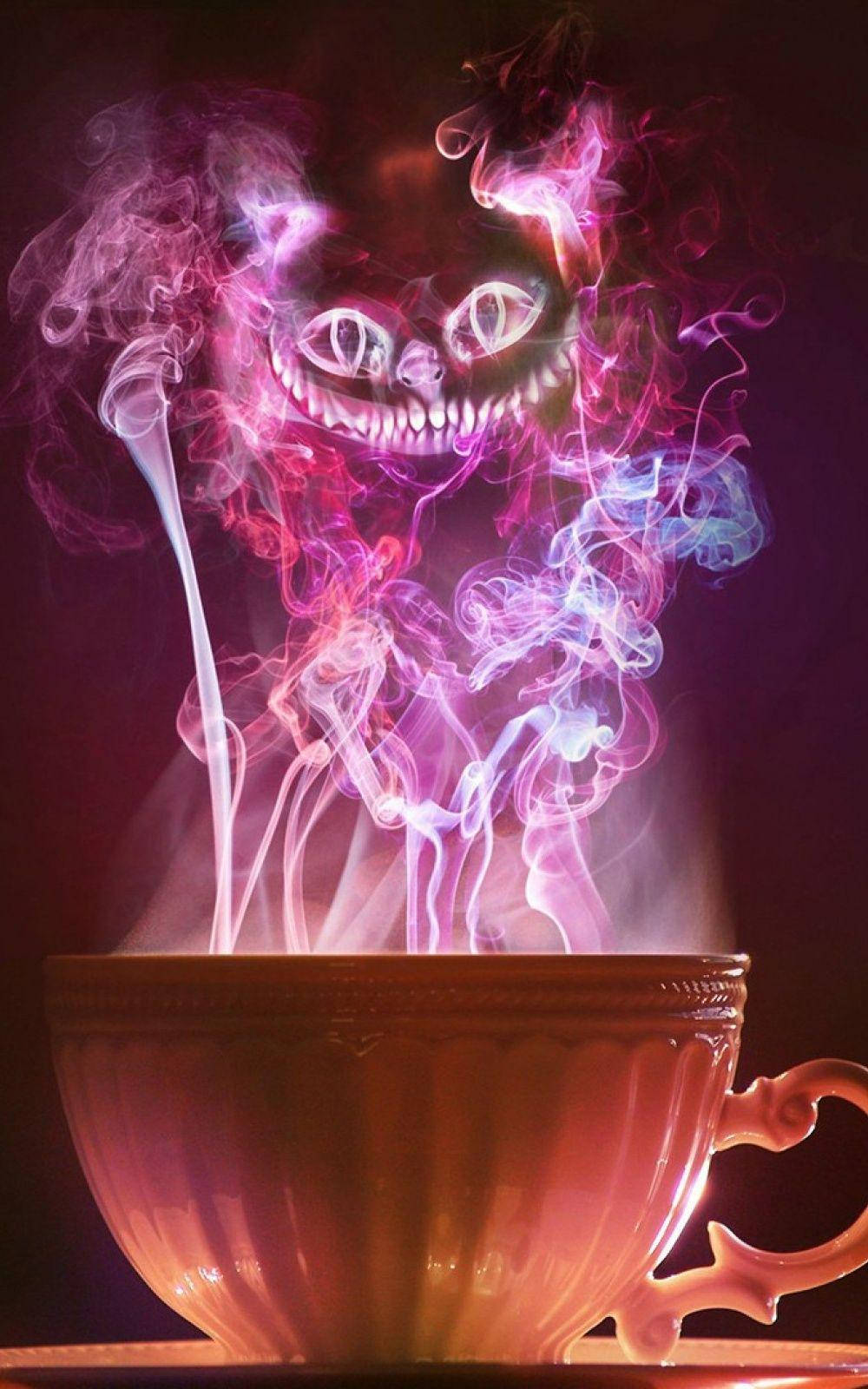 Neon Pink na Usok ng Cheshire Cat Wallpaper