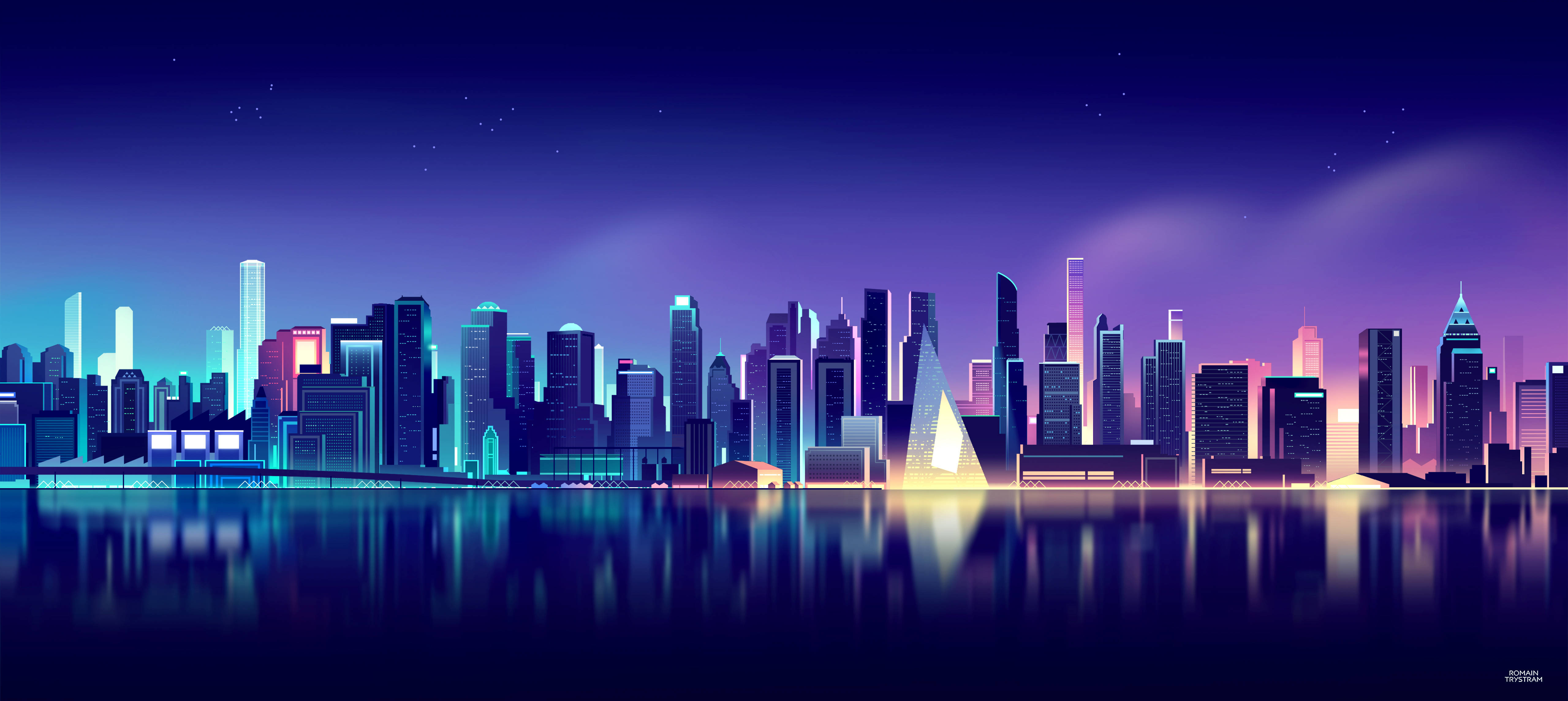 Neon Purple Aesthetic Malayong Lungsod Wallpaper
