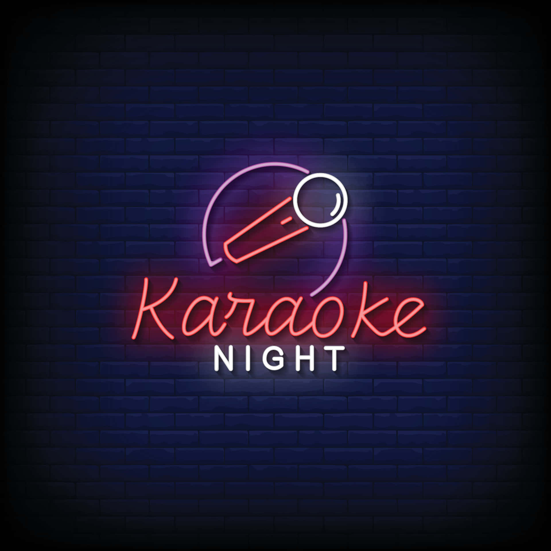 Neon Sign Karaoke Night Background Wallpaper