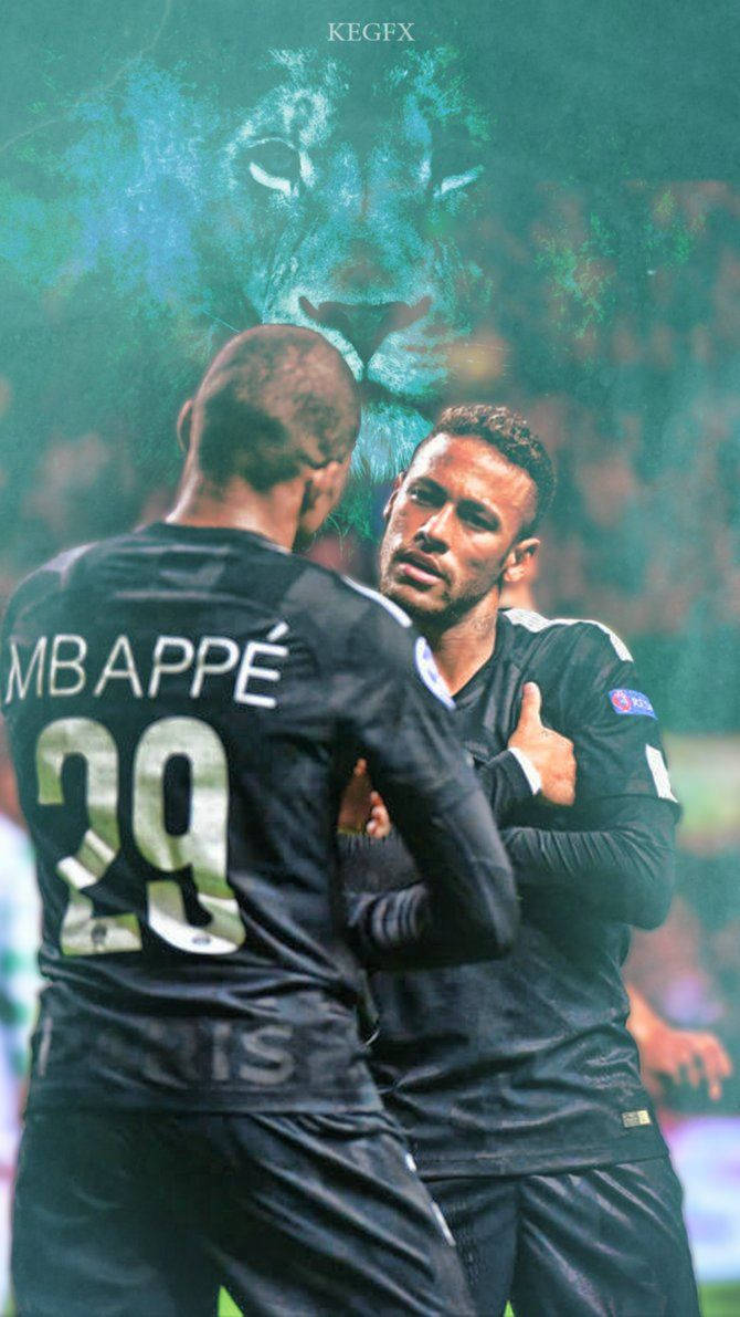 Neymar (kaliwa) at Mbappe (kanan) ng Paris Saint-Germain Wallpaper