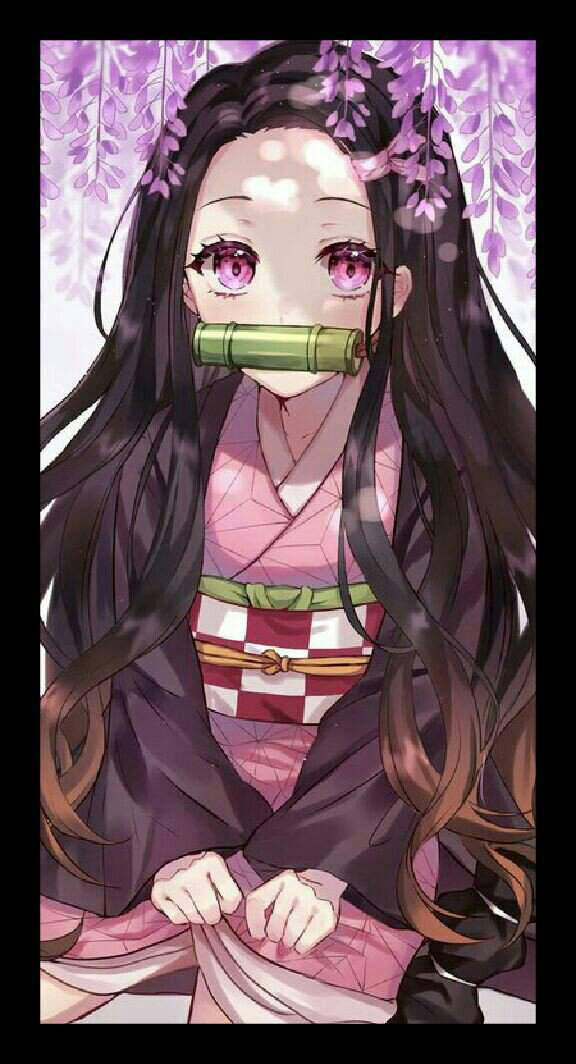 Nezuko ng Demon Slayer na may Bulaklak Wallpaper