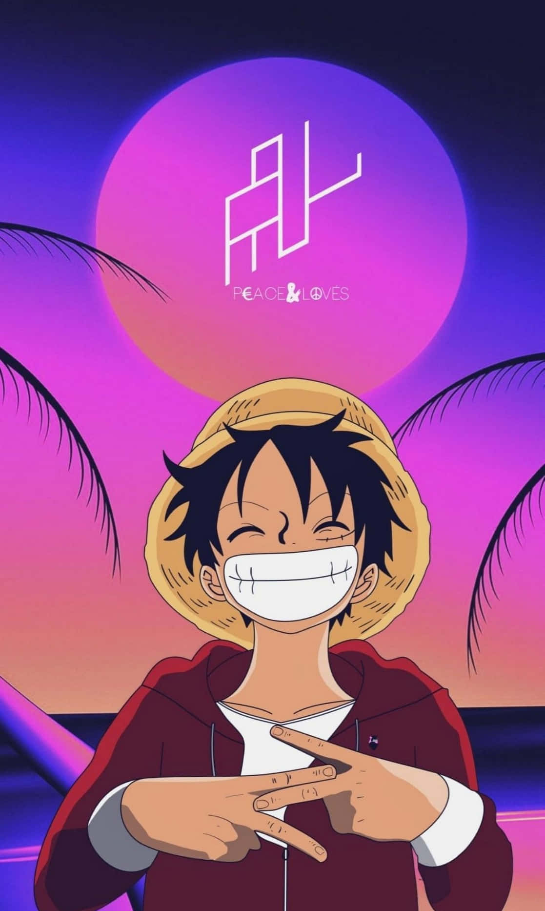 Ngiti ni Luffy mula sa One Piece para sa Telepono Wallpaper