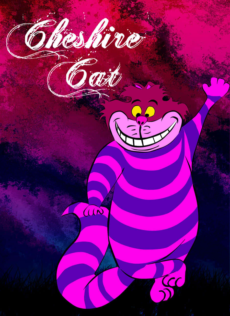 Ngiting Cheshire Cat na may Background na Bulaklak Wallpaper