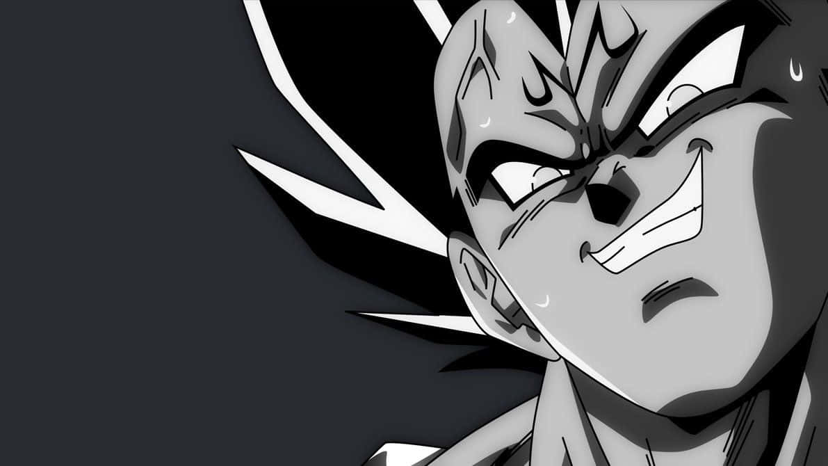 Ngiting Majin Vegeta ng Dragon Ball na Monochrome Wallpaper