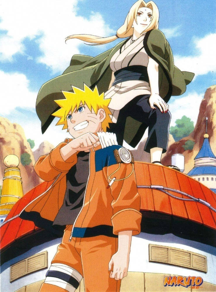Ngumiti sina Tsunade at Naruto Wallpaper