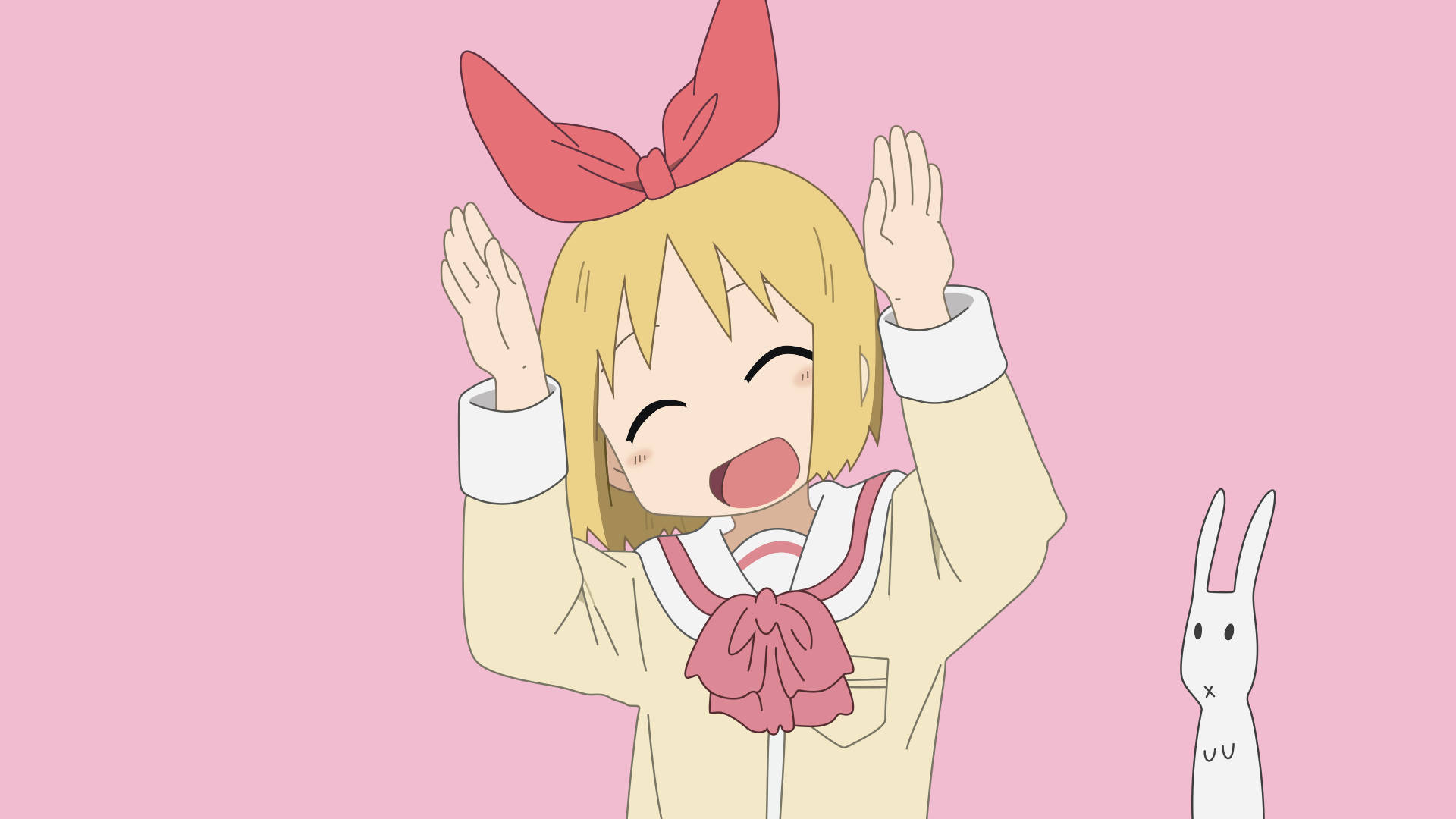 Nichijou Masayang si Haruna Kasama ang Kuneho Wallpaper