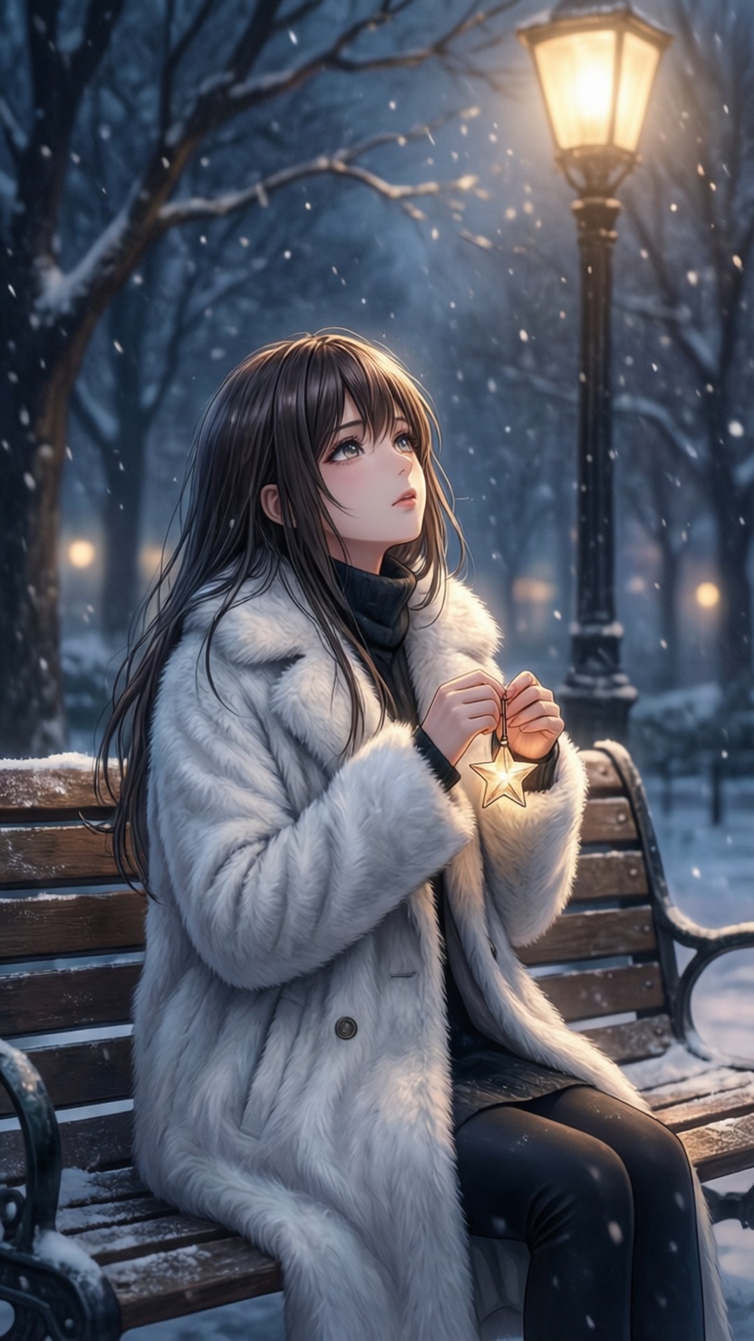 Niyebe sa Ilaw ng Bituin Wallpaper